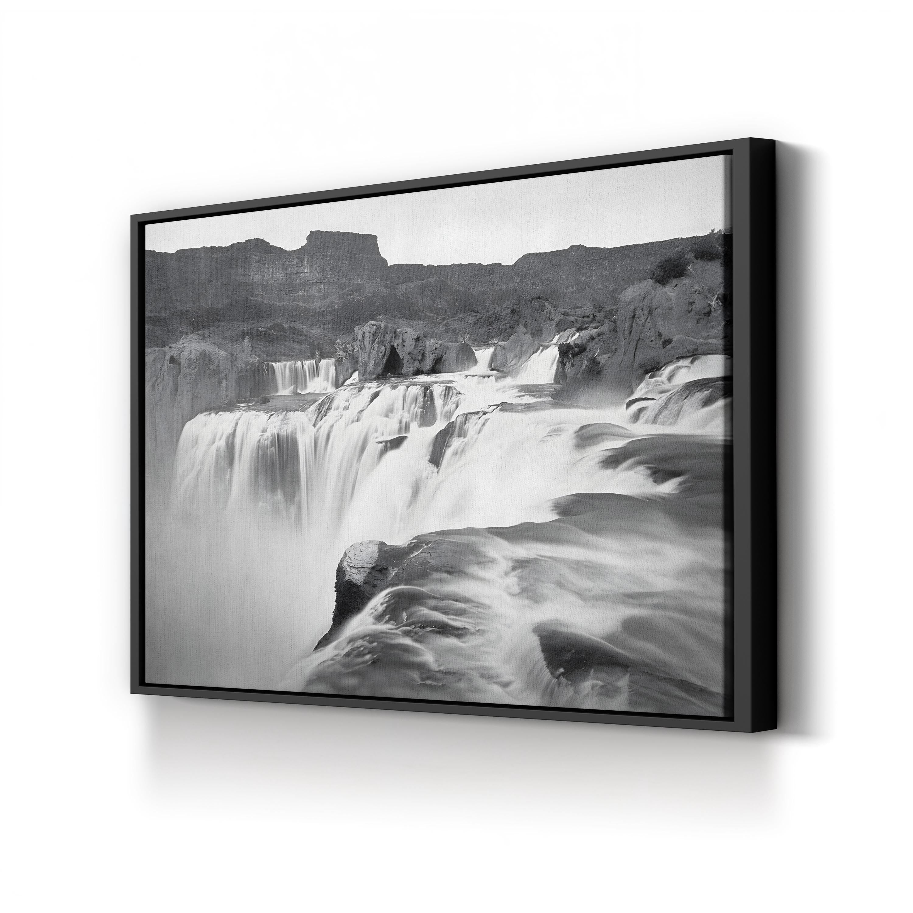 Shoshone Falls, Idaho Wall Art | Black and White Waterfall Landscape Canvas Print
