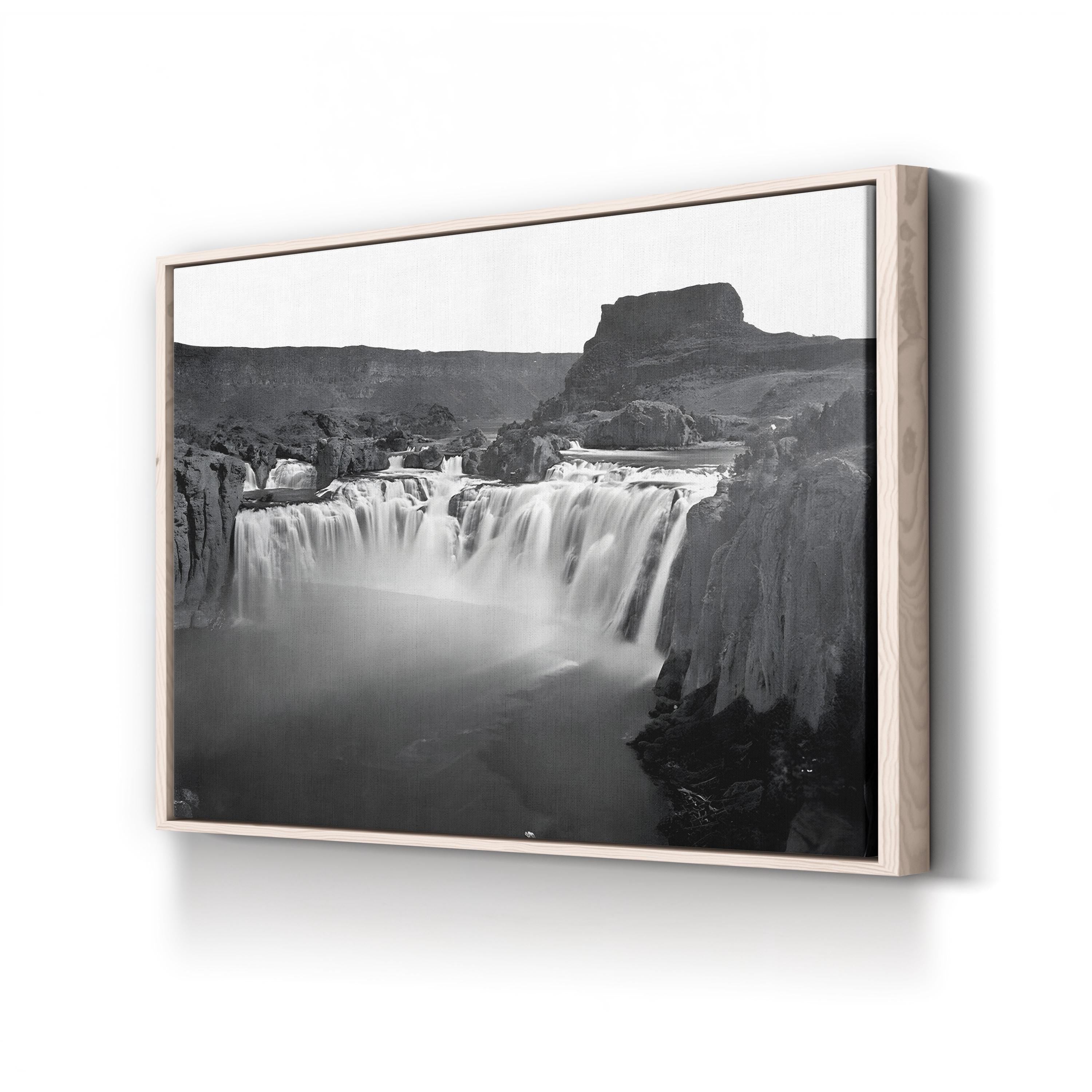 Shoshone Falls Canvas Art Print – 1868 Black & White Idaho Landscape