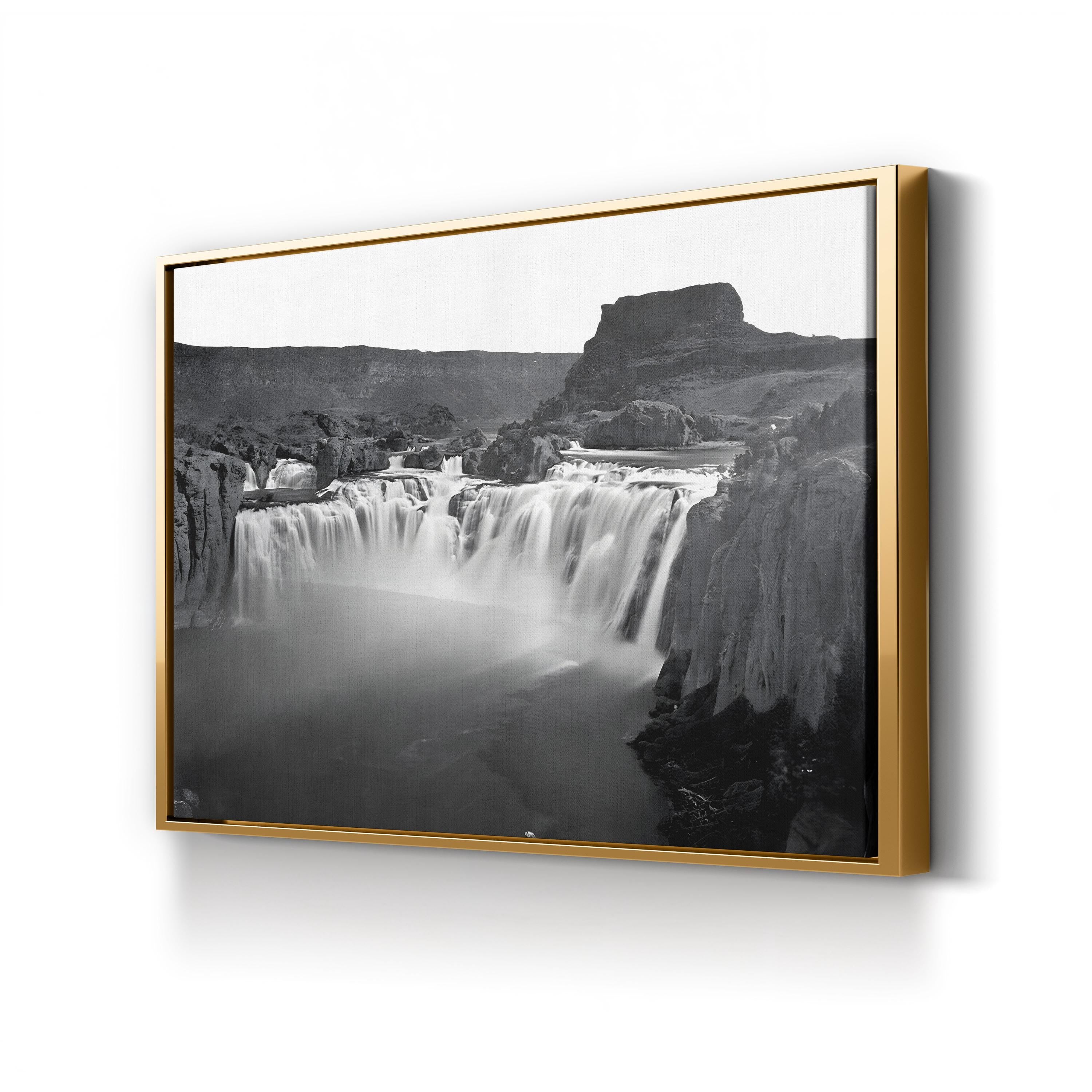 Shoshone Falls Canvas Art Print – 1868 Black & White Idaho Landscape