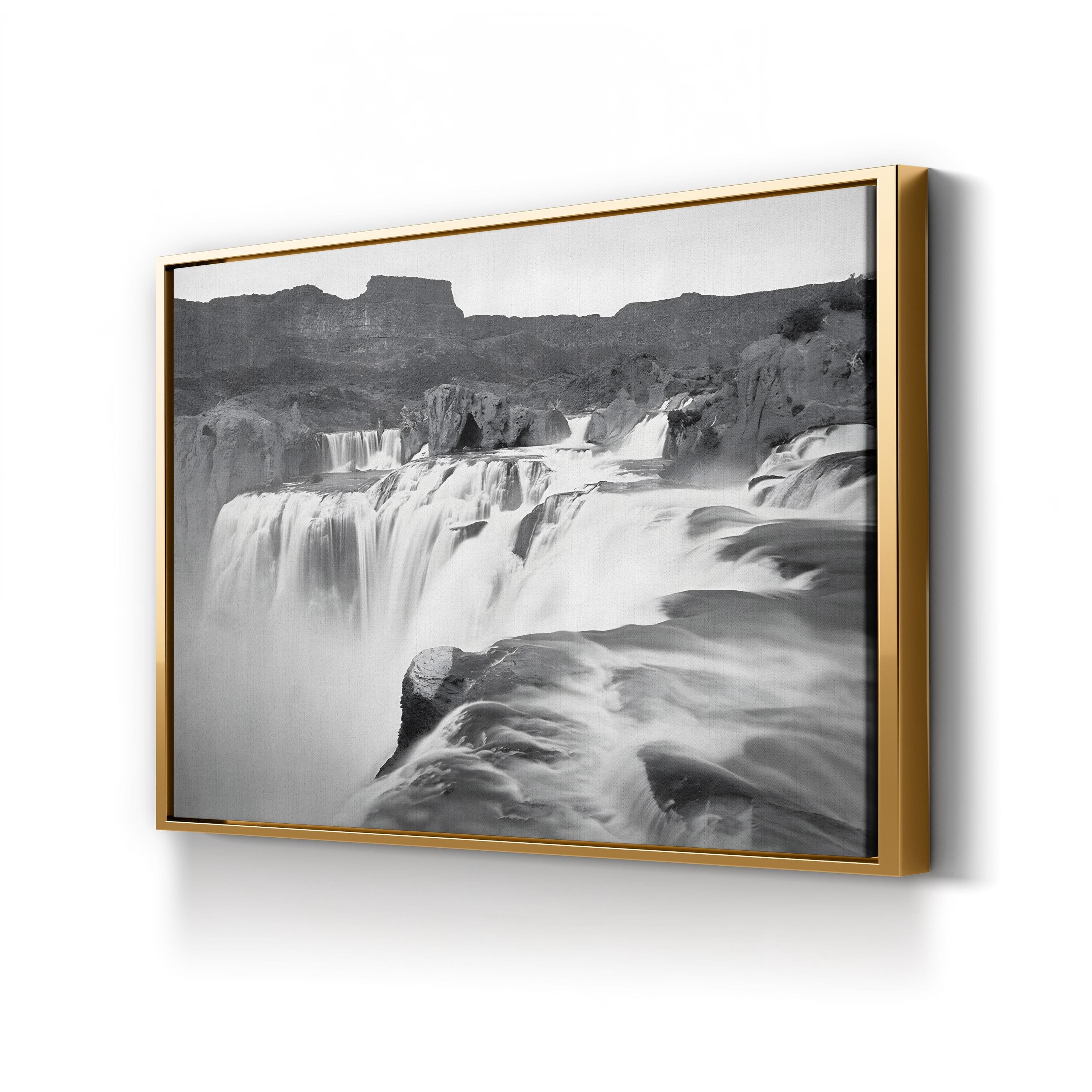 Shoshone Falls, Idaho Wall Art | Black and White Waterfall Landscape Canvas Print