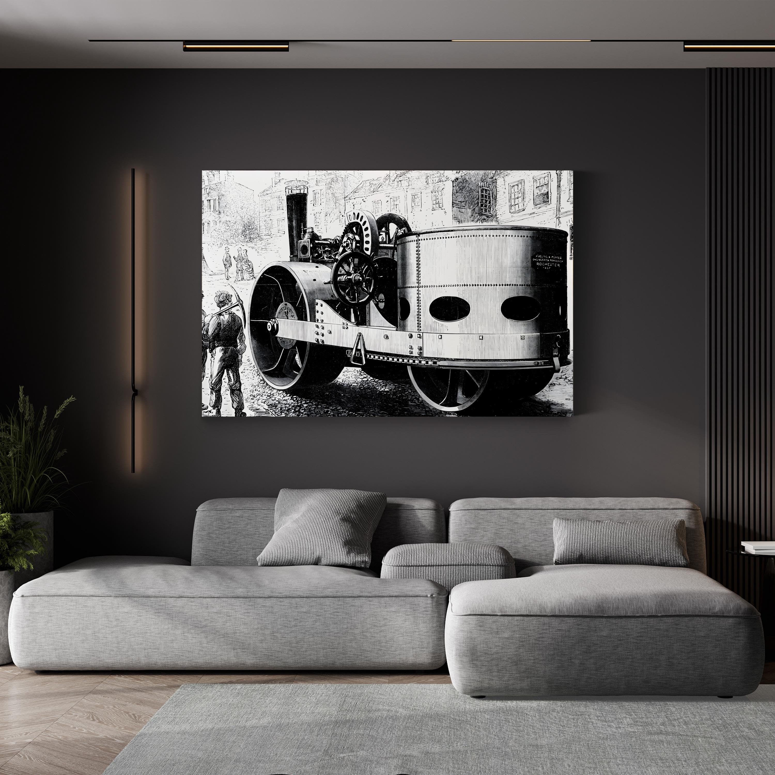Aveling & Porter Steam Roller, Rochester, 1867 canvas print in Gallery Canvas wrap displayed in a living room