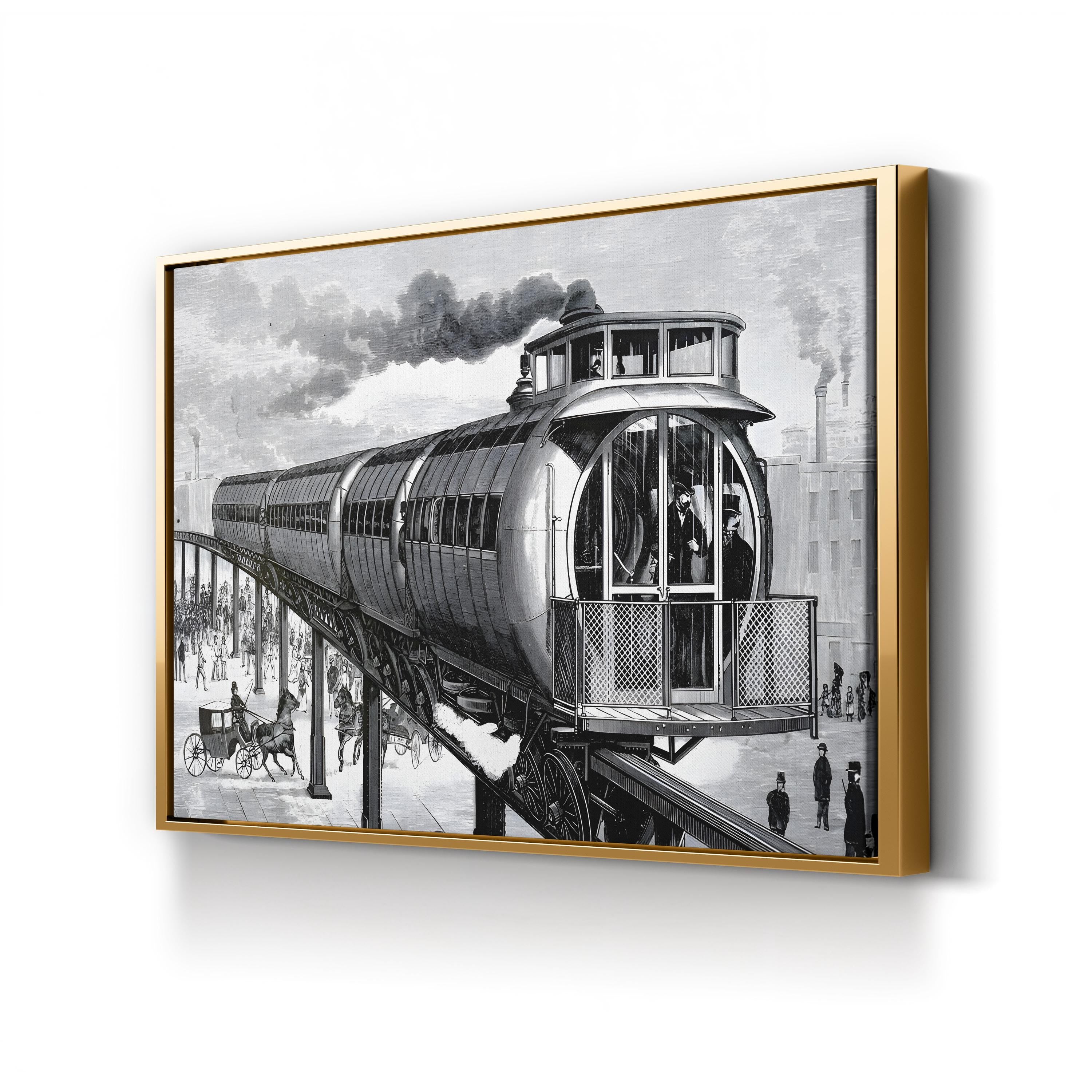 Vintage Train Station, 19th Century – Period Illustration Wall Art | Railway Canvas Print