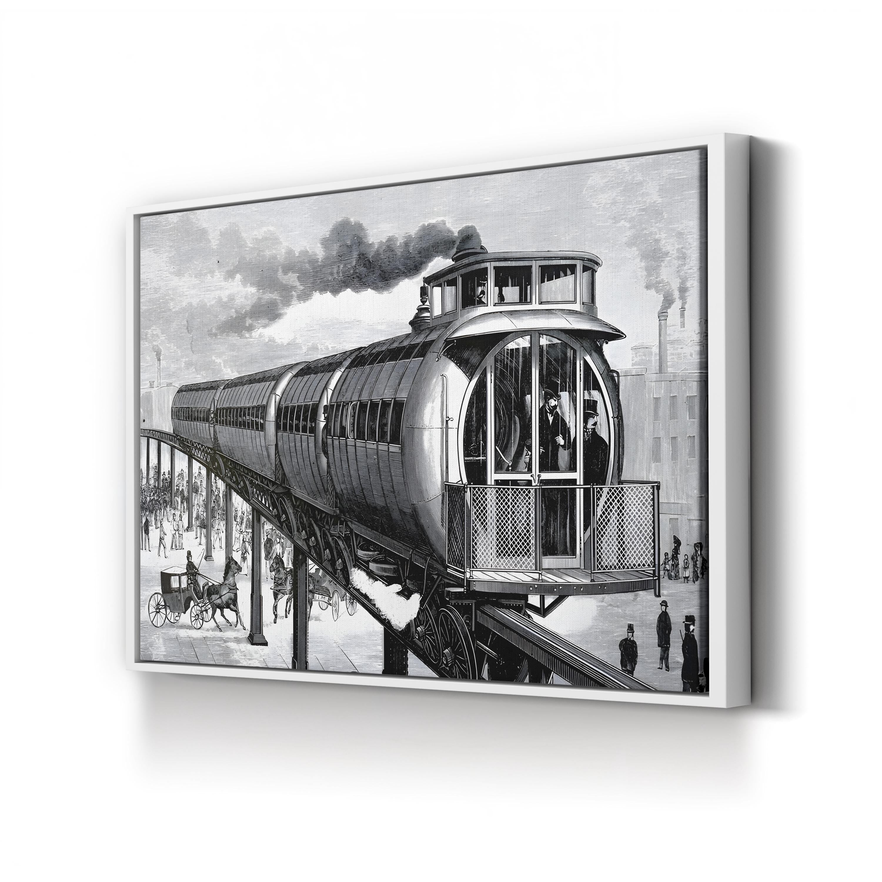 Vintage Train Station, 19th Century – Period Illustration Wall Art | Railway Canvas Print