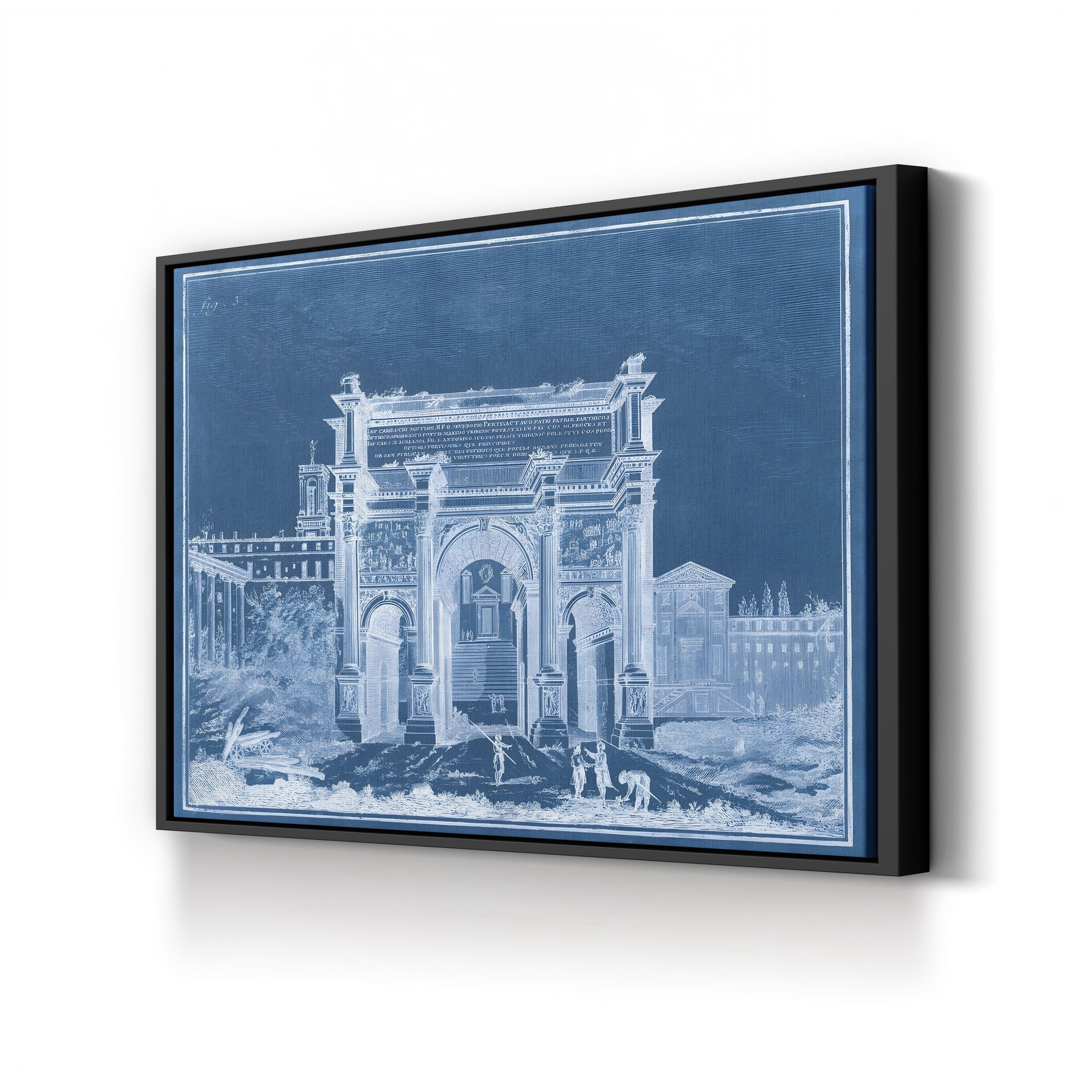 Indigo Antiquities III Wall Art by Vision Studio | 19th Century Roman Arch Indigo Architectural Print