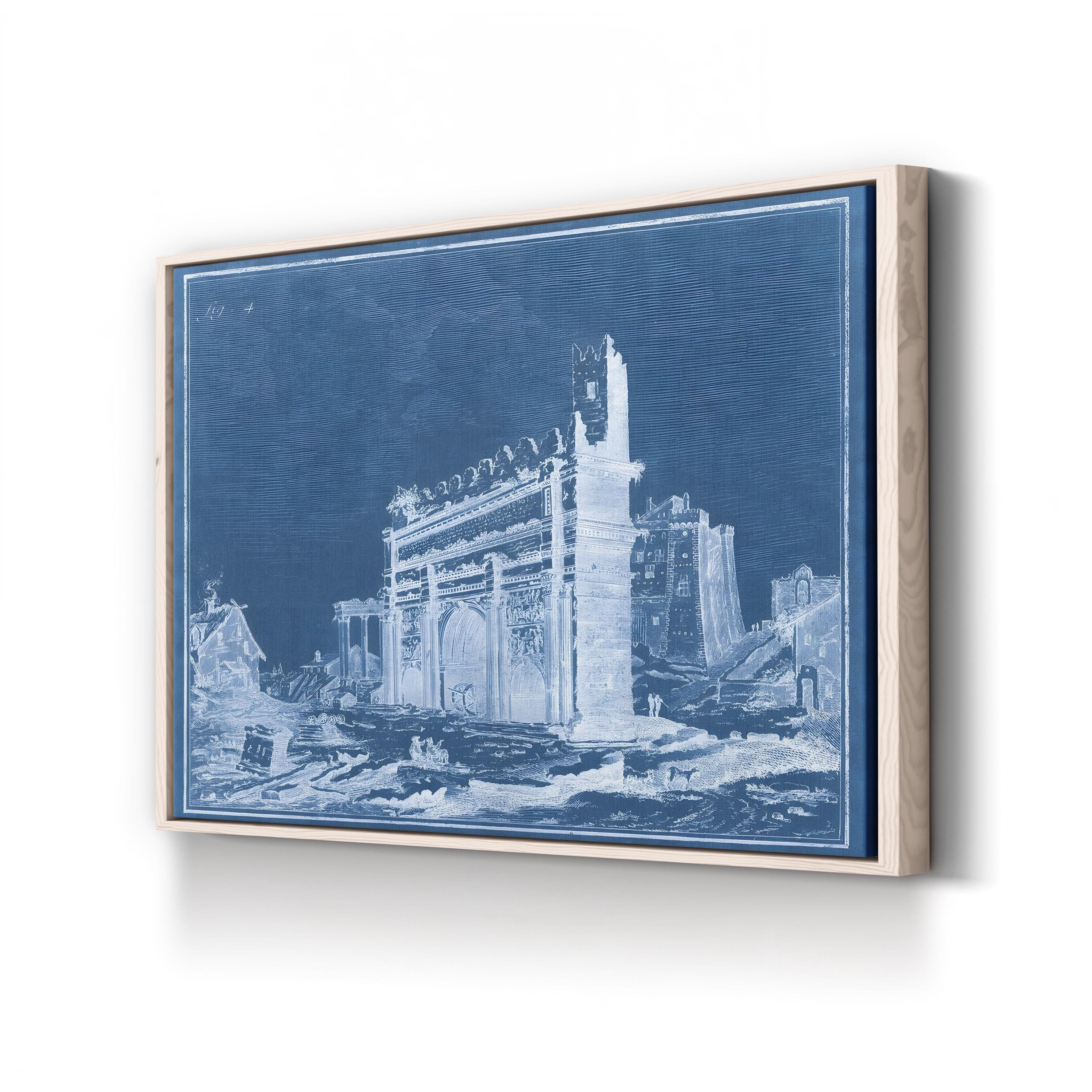 Indigo Antiquities IV Wall Art – Arch of Titus 19th Century Blueprint Canvas Print