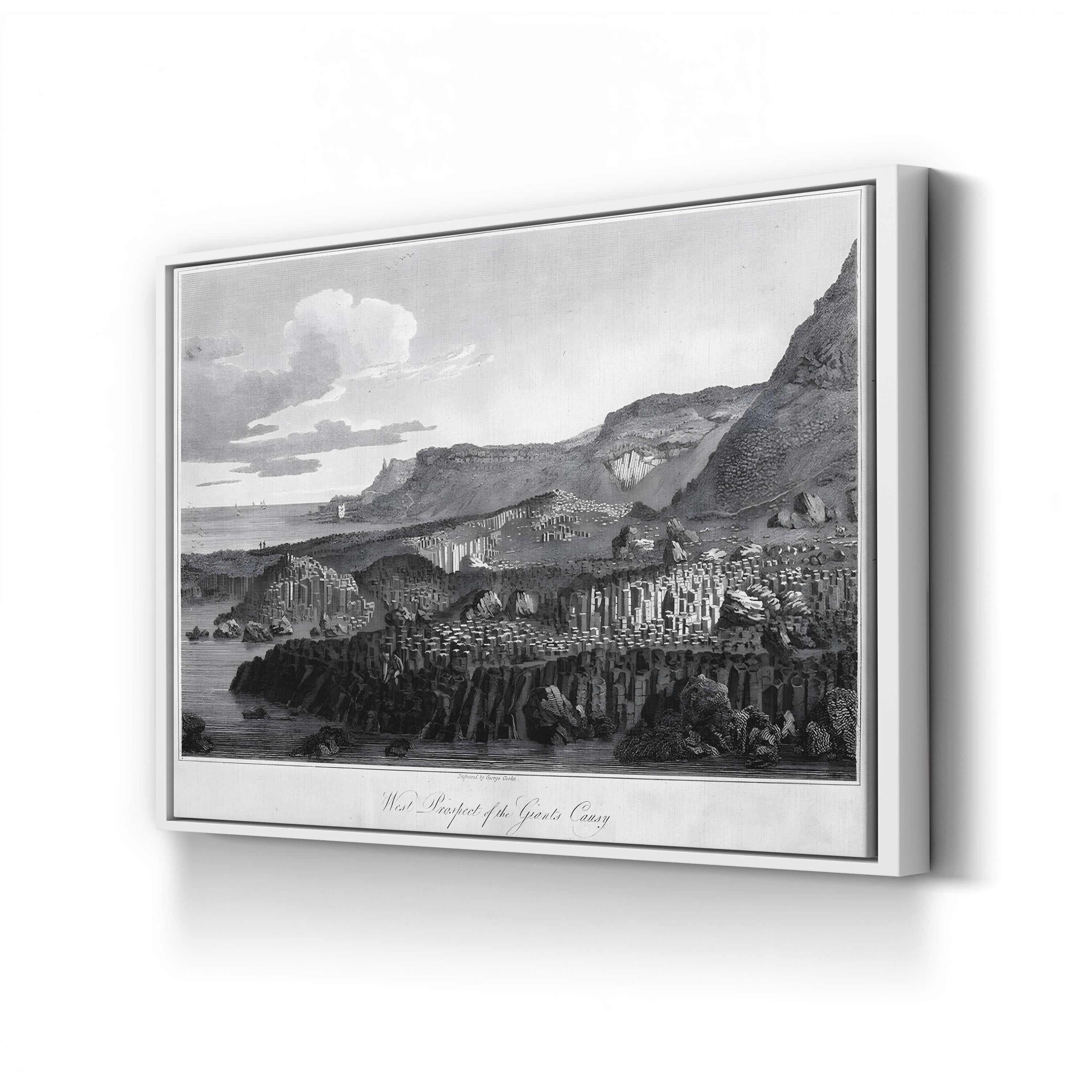 Ireland, Giant’s Causeway Vintage Landscape Canvas Print – George Cooke 1809 Coastal Engraving