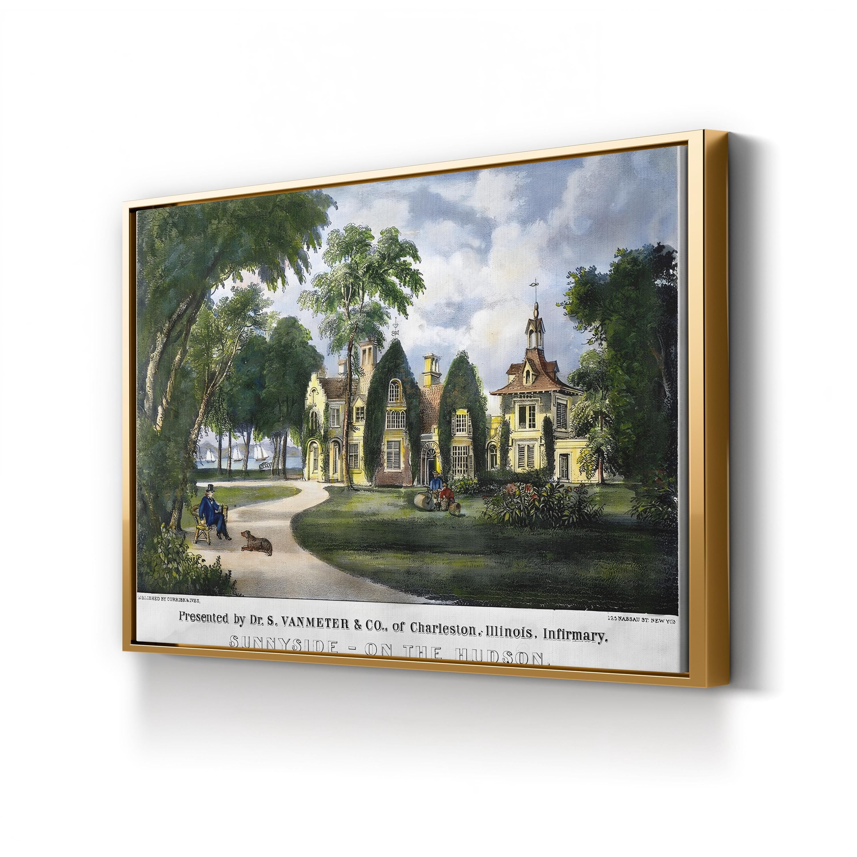 Washington Irving’s Sunnyside Home – Period Illustration Wall Art | Historic Architecture Canvas Print