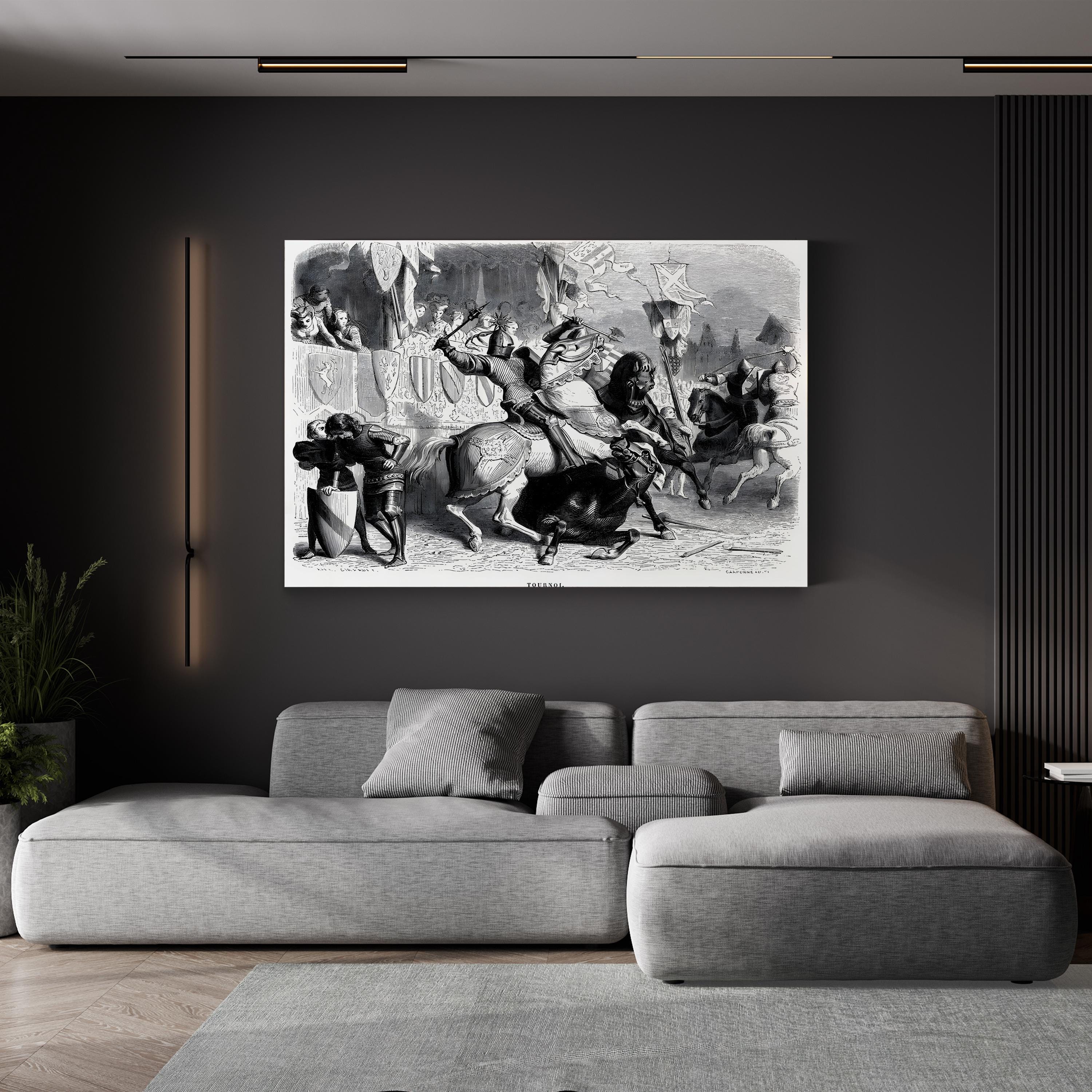 Knights at a Medieval Tournament – Period Illustration Wall Art | Vintage Jousting Canvas Print