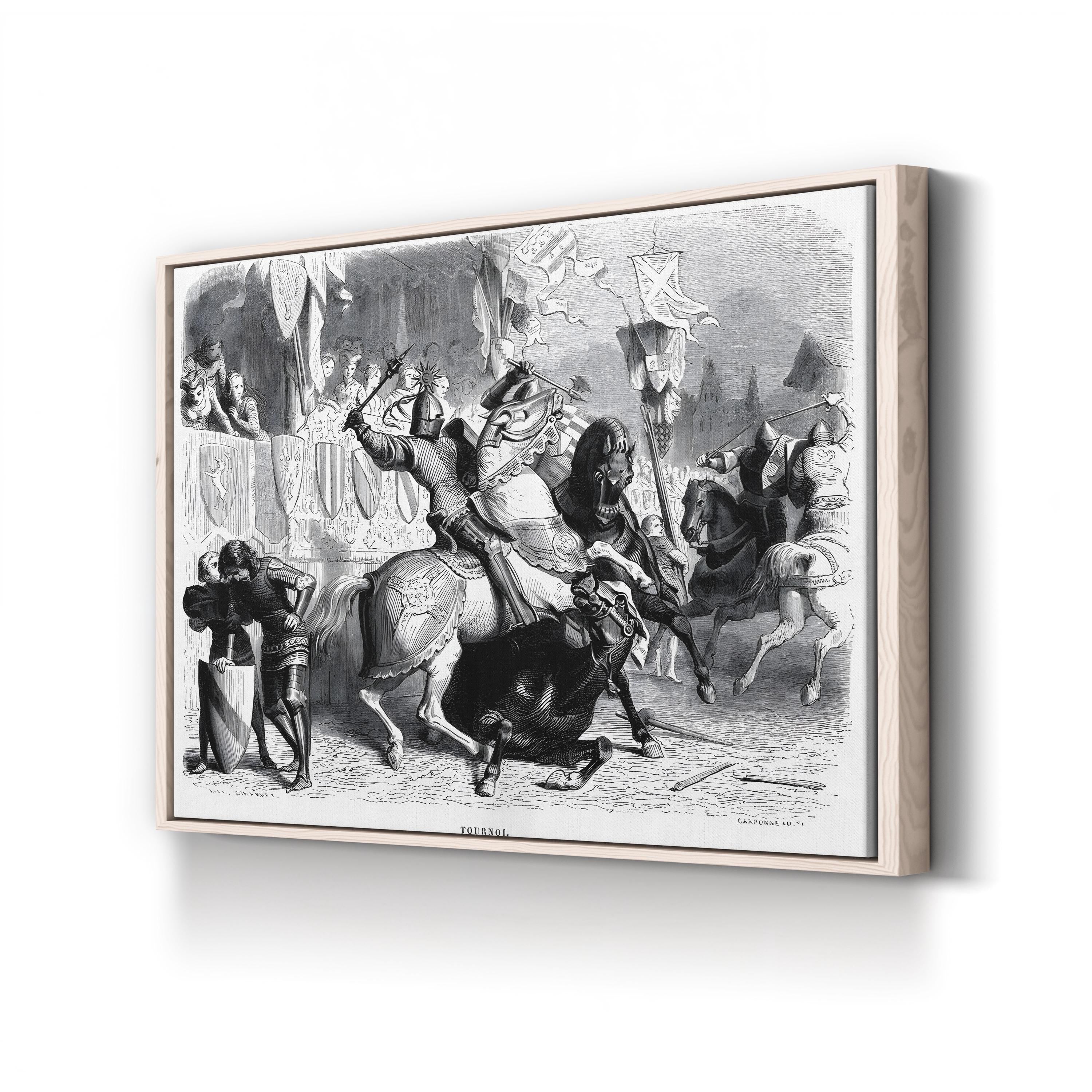 Knights at a Medieval Tournament – Period Illustration Wall Art | Vintage Jousting Canvas Print