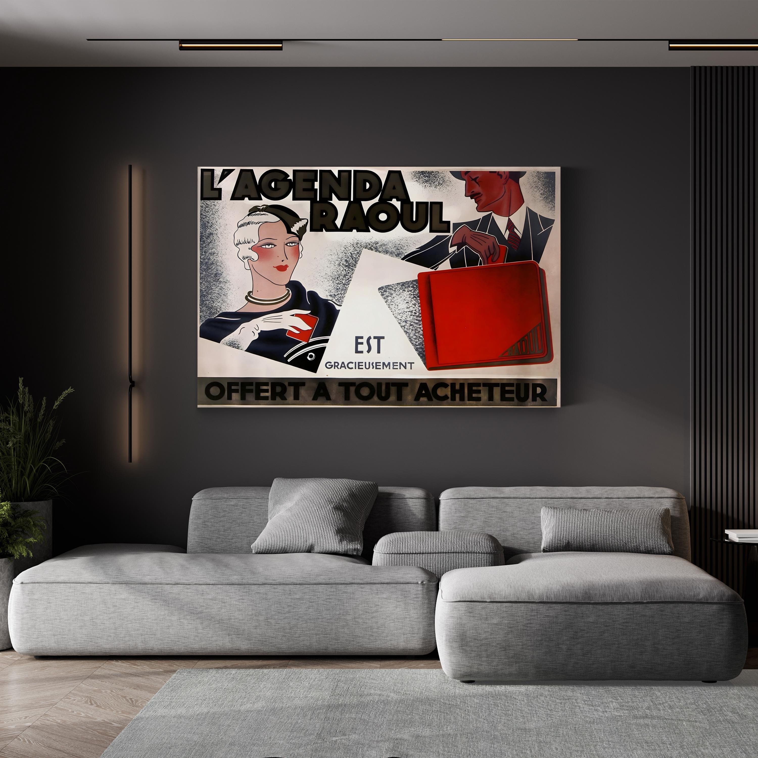 La Agenda Raoul Wall Art | 1920s French Advertising Poster Canvas | Vintage Apple Collection
