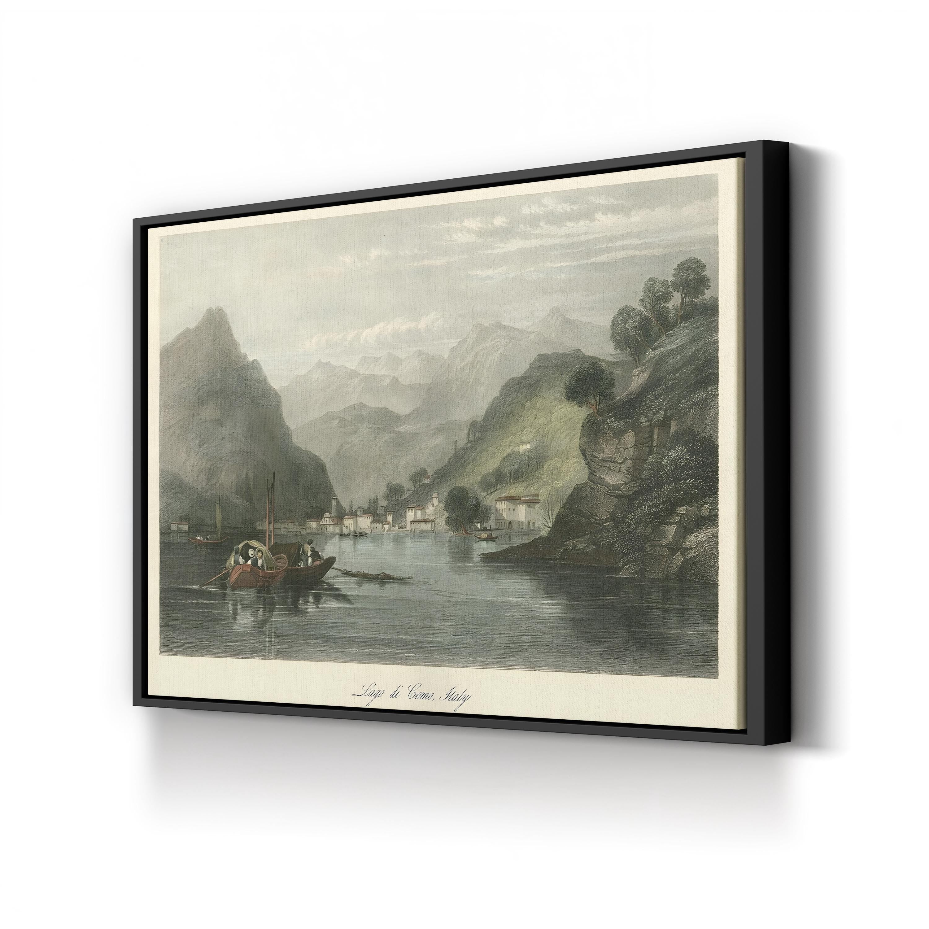 Lago di Como, Italy Wall Art by W. L. Leitch | 19th-Century Romantic Lake Landscape Canvas Print