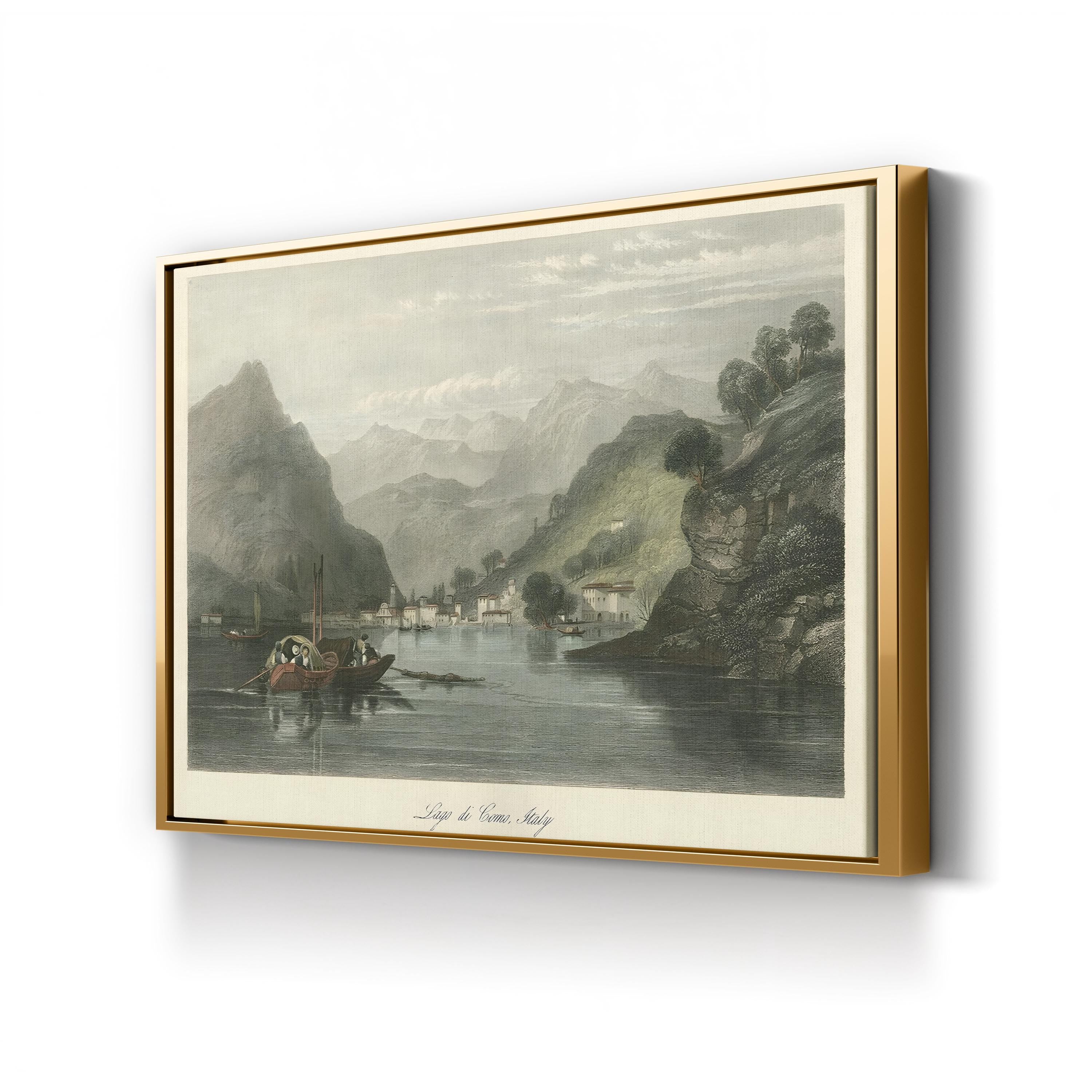 Lago di Como, Italy Wall Art by W. L. Leitch | 19th-Century Romantic Lake Landscape Canvas Print