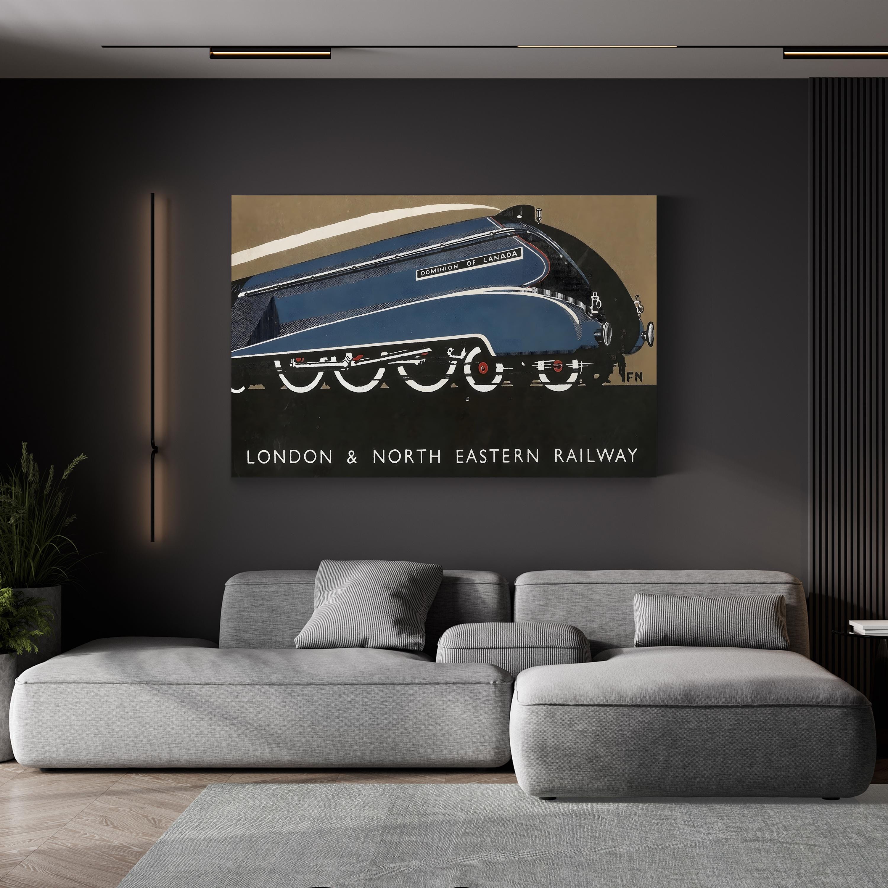 LNER Streamliner, 1930s – Period Illustration Wall Art | Art Deco Travel Canvas Print