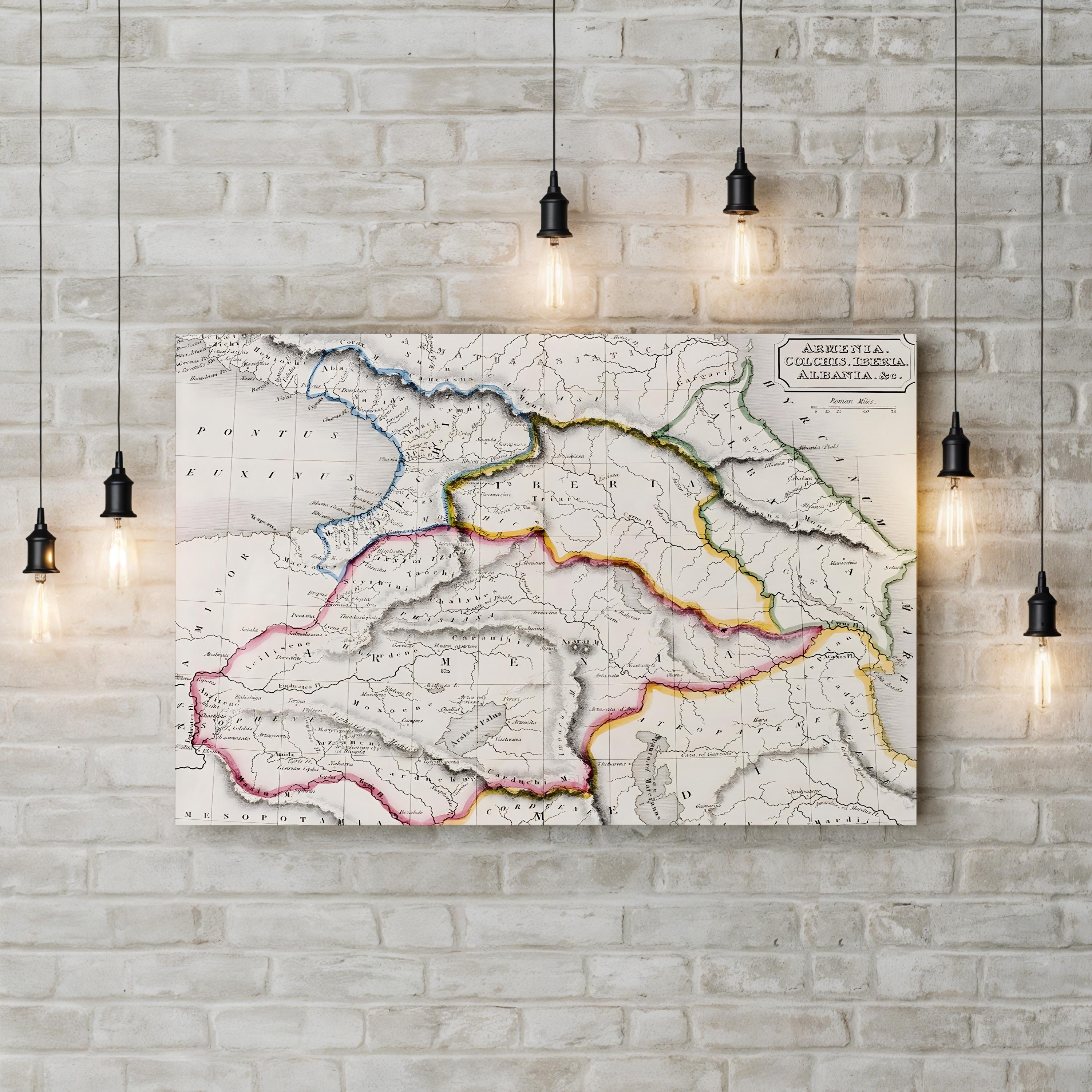 Map of Armenia, Colchis & Iberia – Period Illustration Wall Art | Antique Cartography Canvas Print