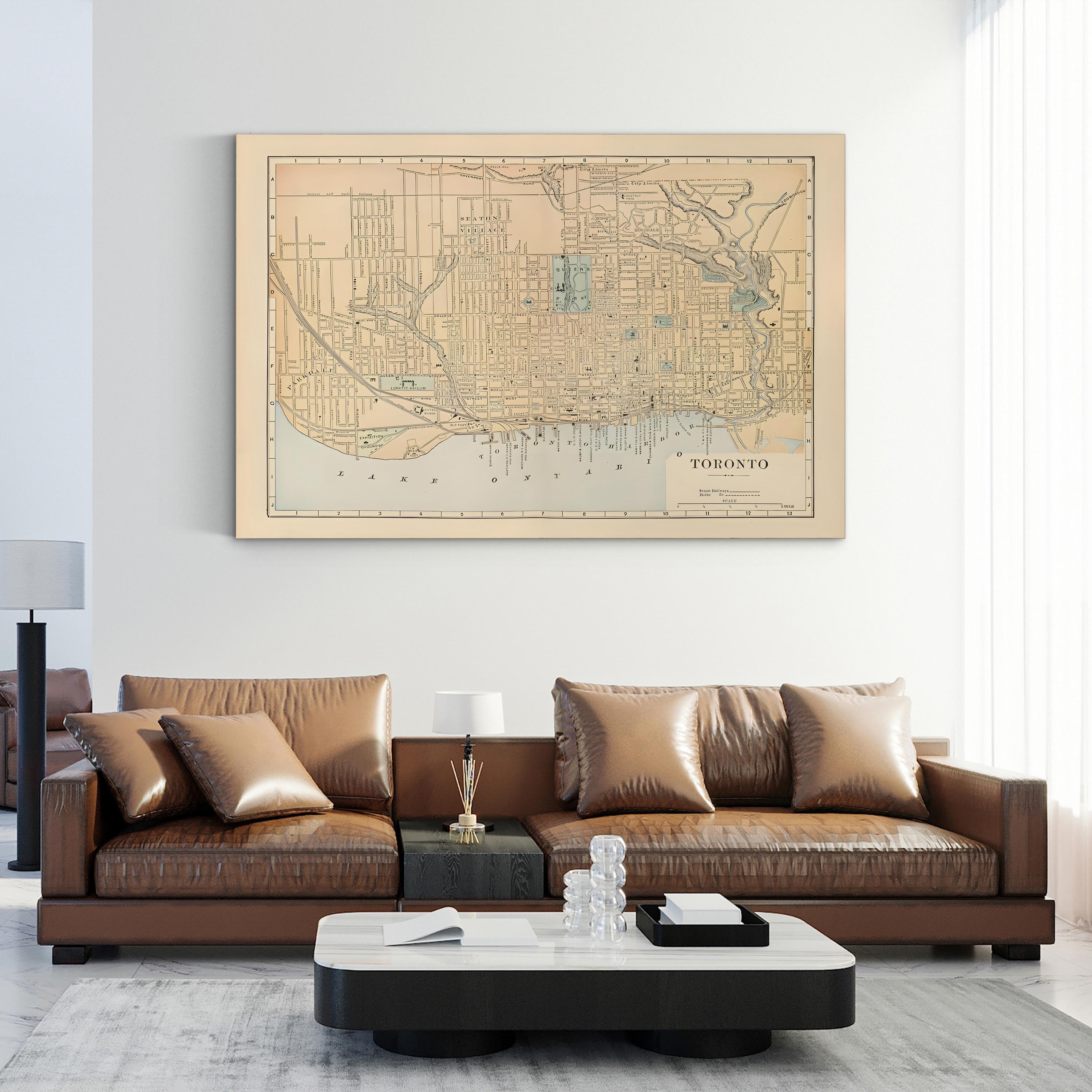 Vintage Toronto City Map – Period Illustration Wall Art | Historic Cartography Canvas Print