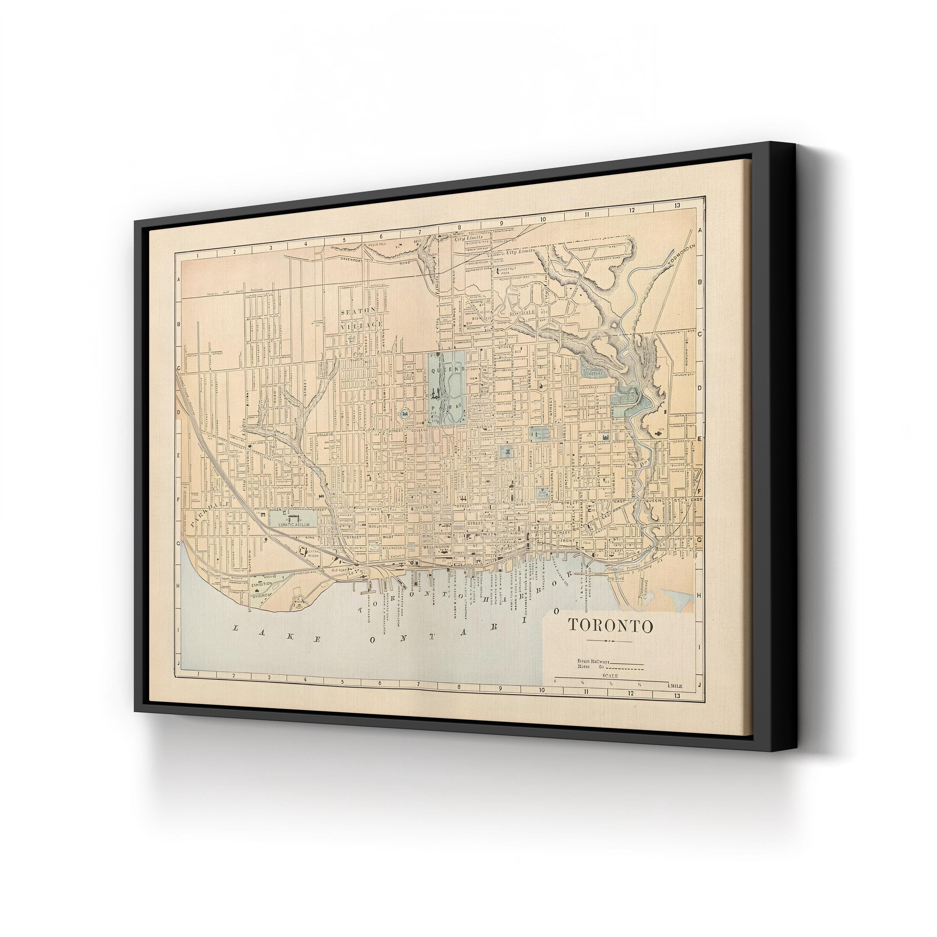 Vintage Toronto City Map – Period Illustration Wall Art | Historic Cartography Canvas Print