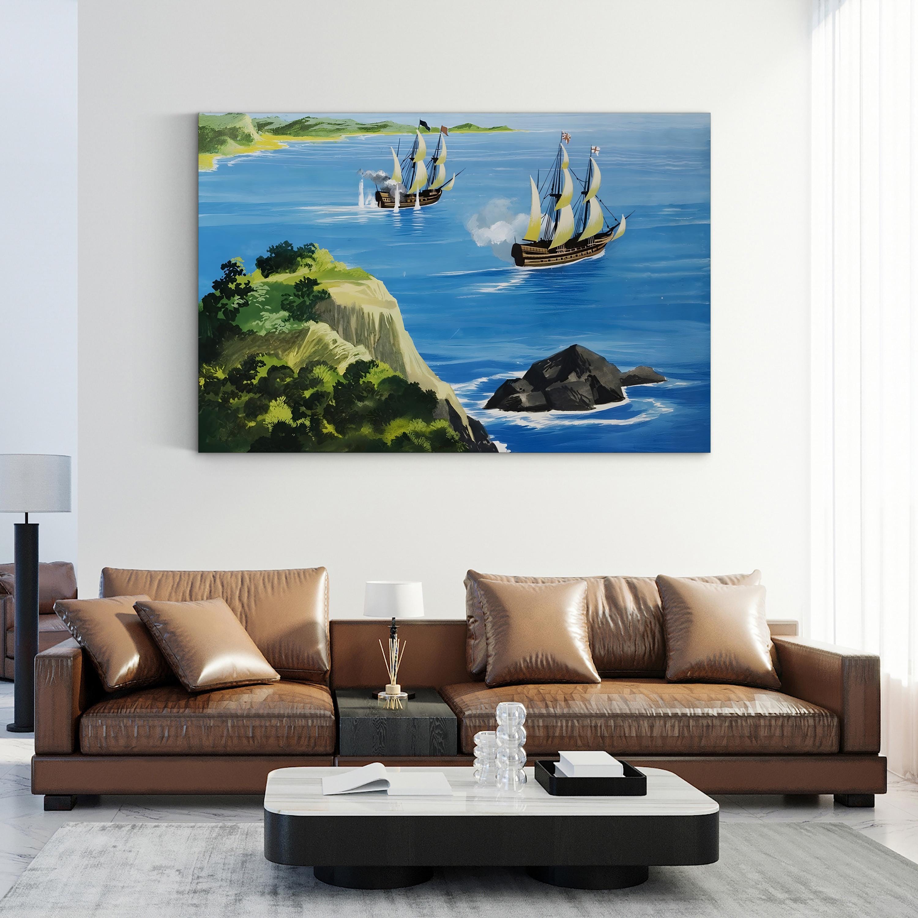 Men of the Jolly Roger – Period Illustration Wall Art | Vintage Pirate Ship Canvas Print