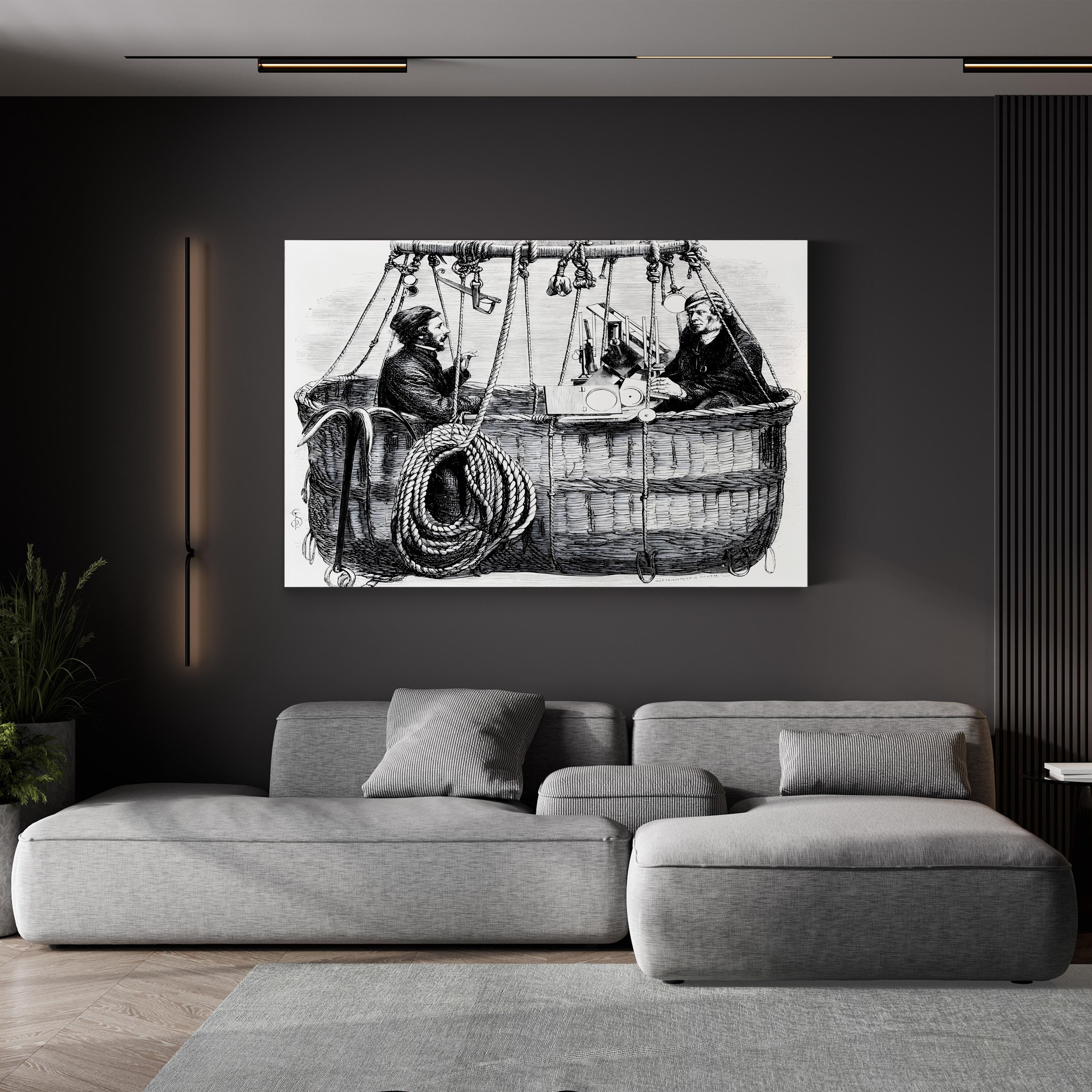 Scientific Balloon Ascent 1864 – Period Illustration Wall Art | Vintage Aeronautics Canvas Print