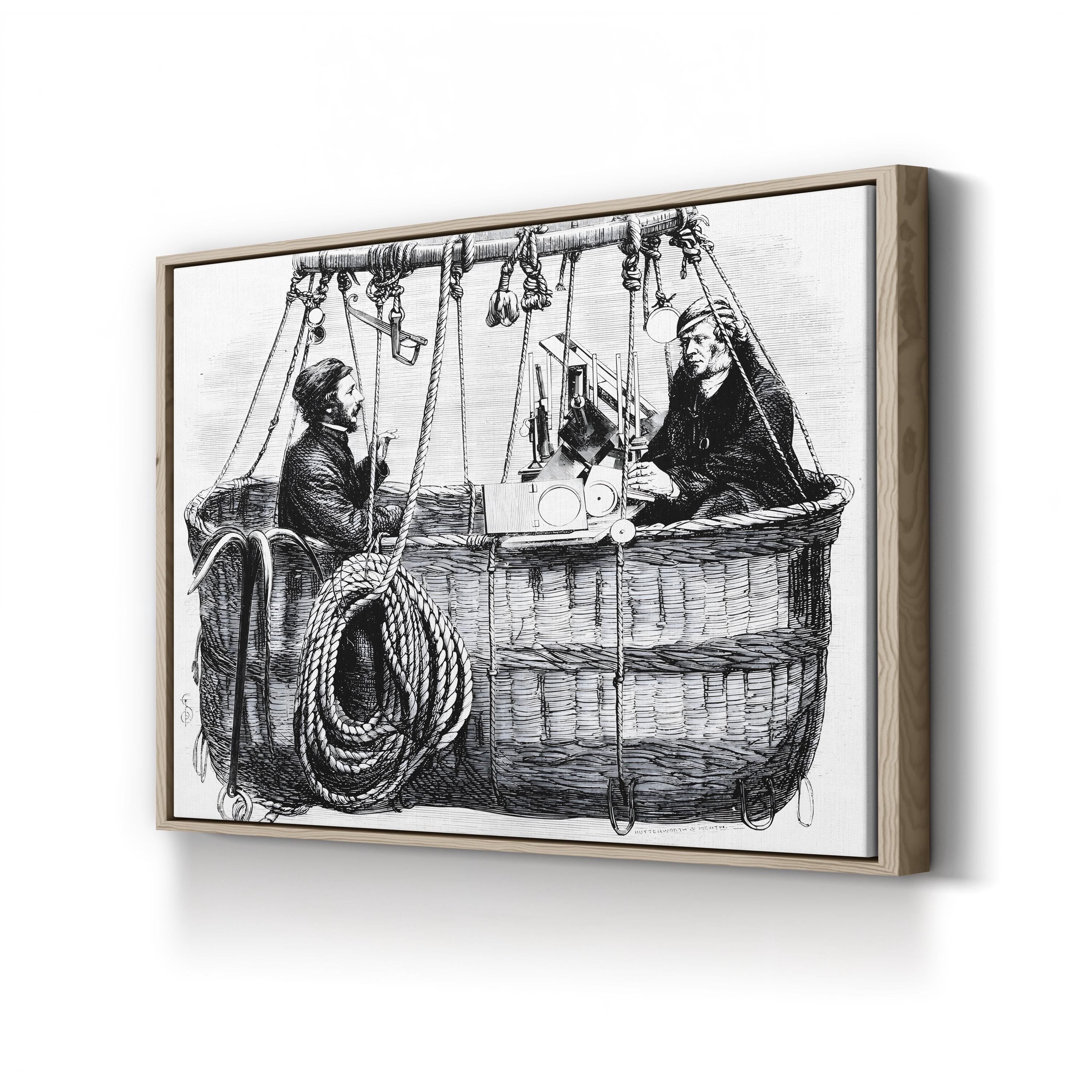 Scientific Balloon Ascent 1864 – Period Illustration Wall Art | Vintage Aeronautics Canvas Print