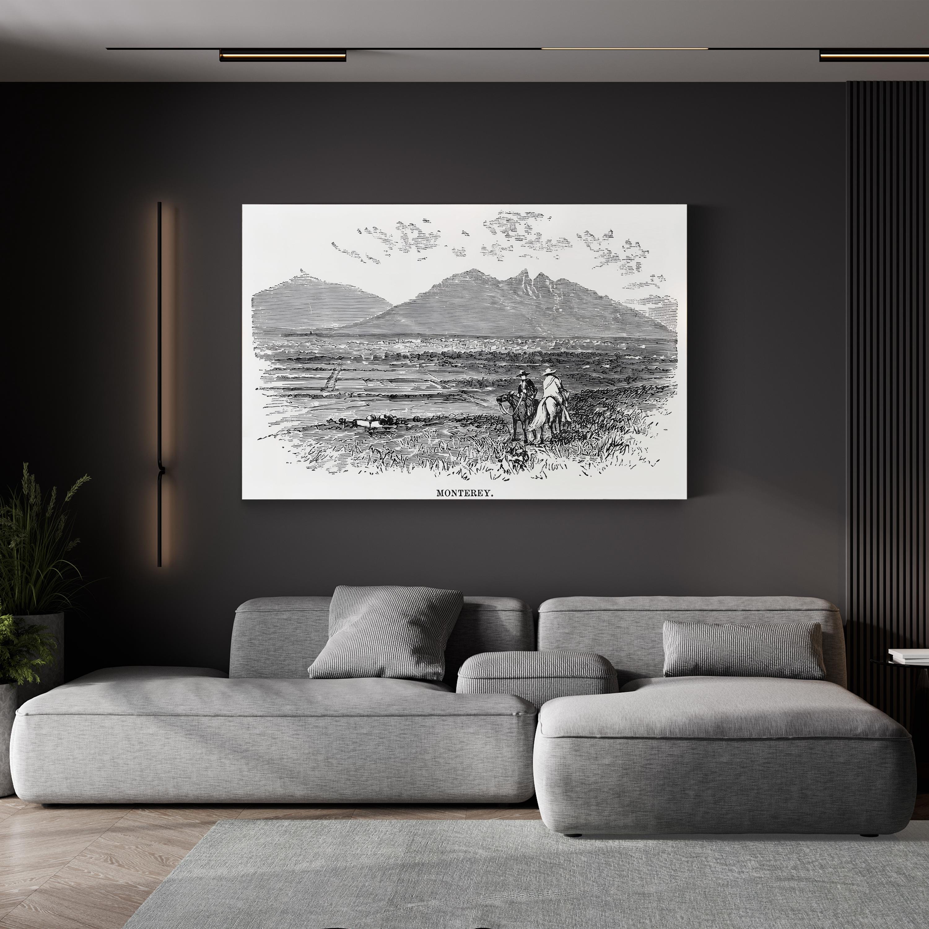 Monterrey Mexico, 1846 – Period Illustration Wall Art | Black & White Engraving Canvas Print