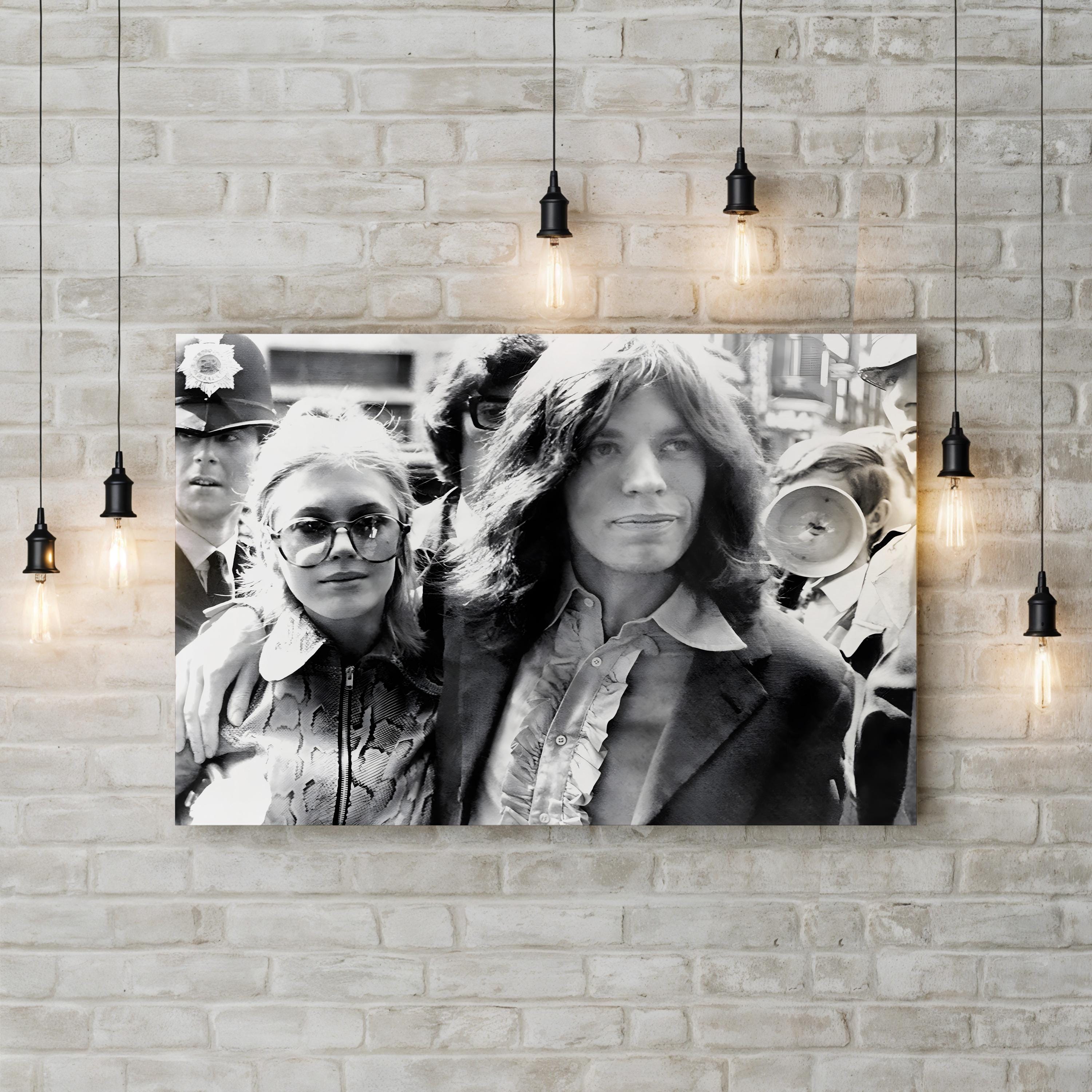 Mick Jagger & Marianne Faithfull 1969 – Vintage Photography Wall Art | Black & White Music Canvas Print