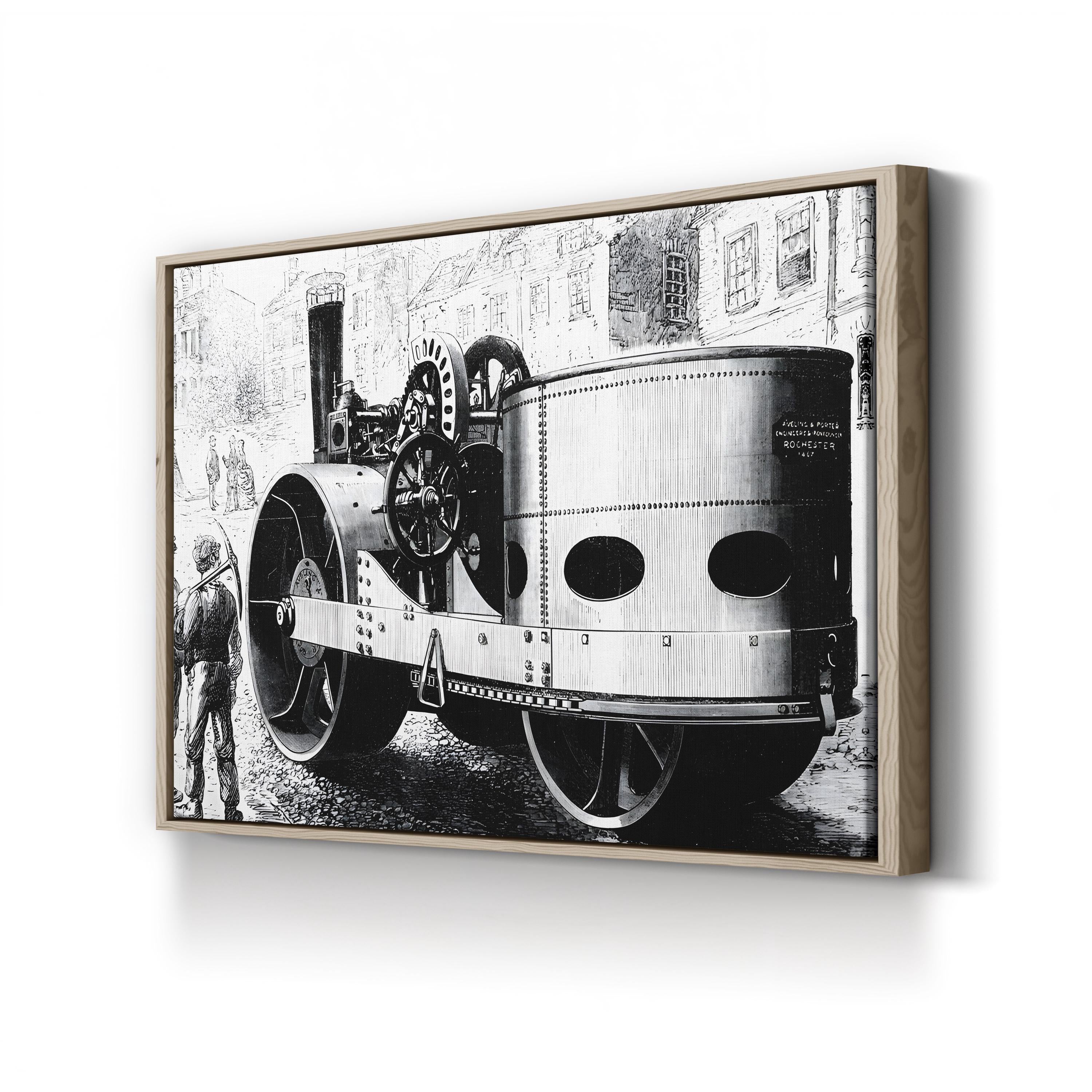 Illustration Depicting a Steam Roller Built for the City of Liverpool, 19th Century Wall Art | Historic Industrial Illustration Print