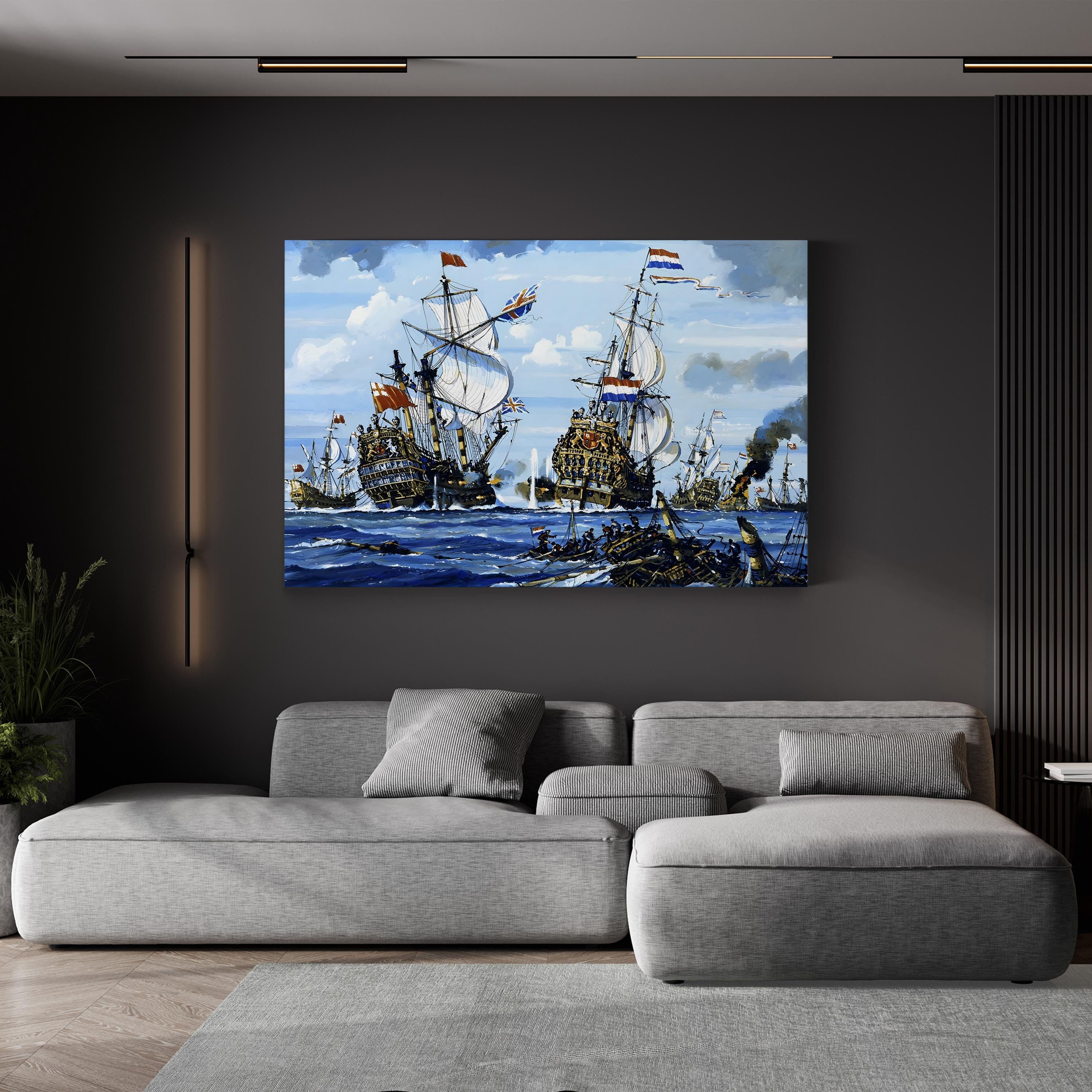 Naval Battle Wall Art | English School Historic Maritime Canvas Painting