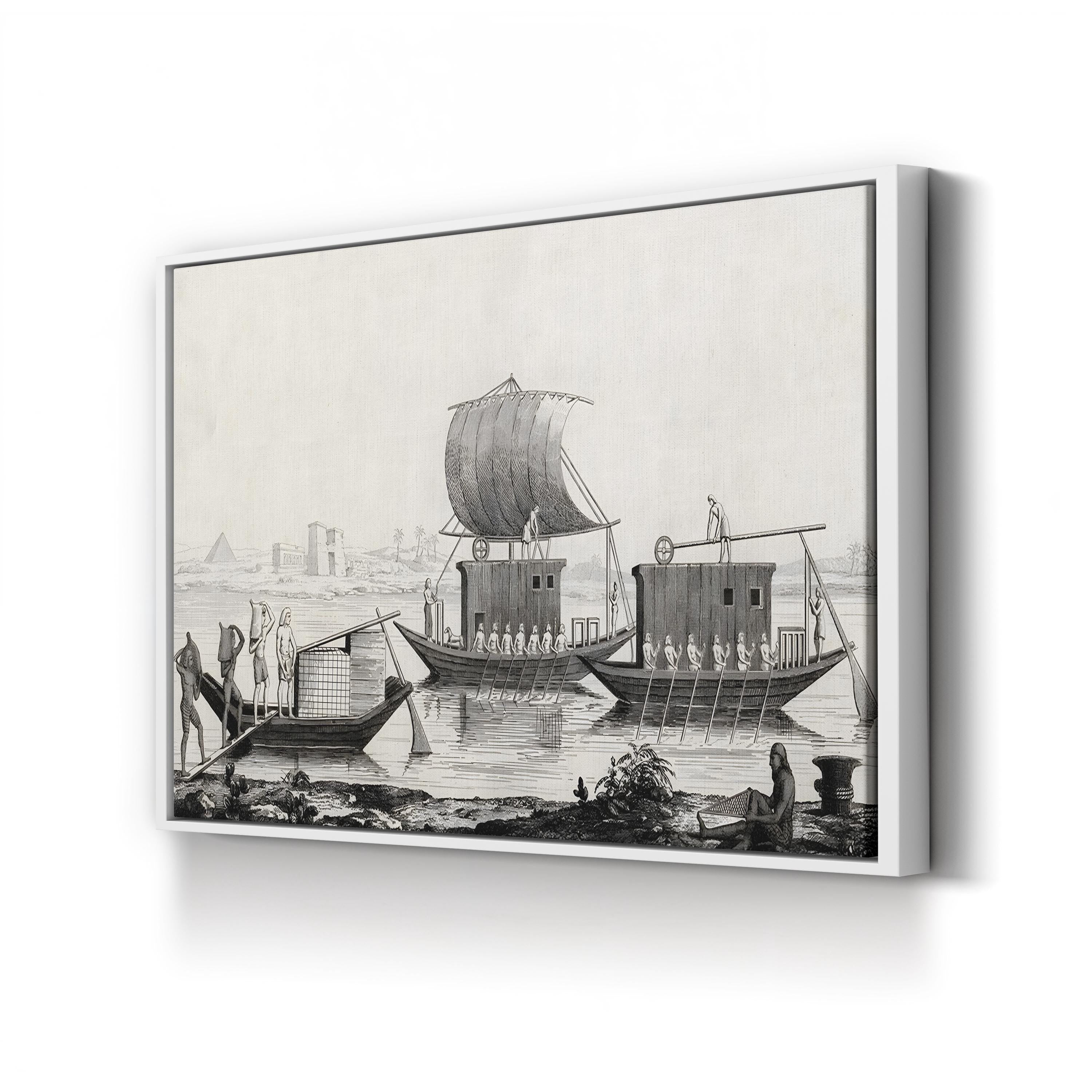 Navigation du Nil by A. Lenoir and E. Ollivier canvas print in White frame