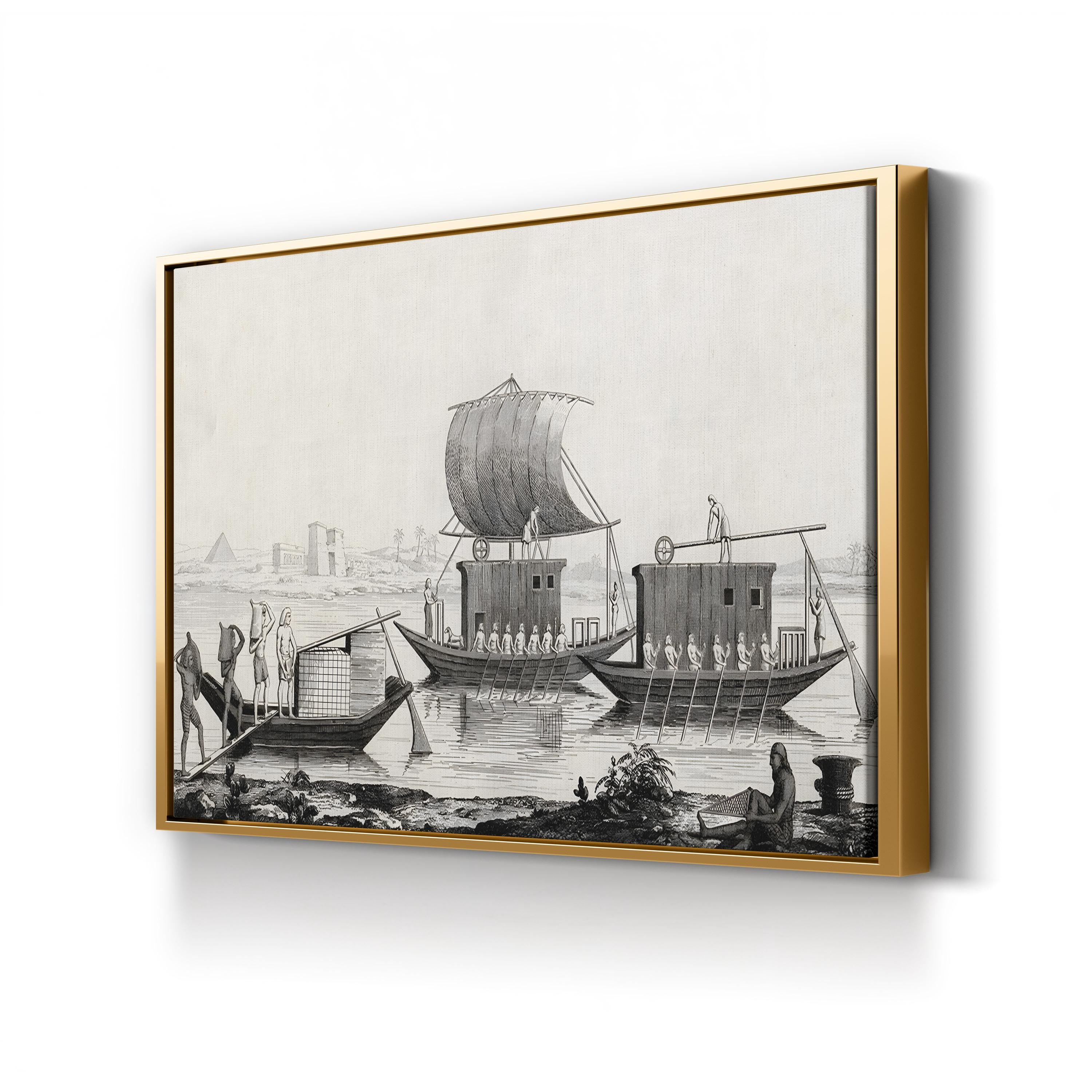 Navigation du Nil by A. Lenoir and E. Ollivier canvas print in Gold frame