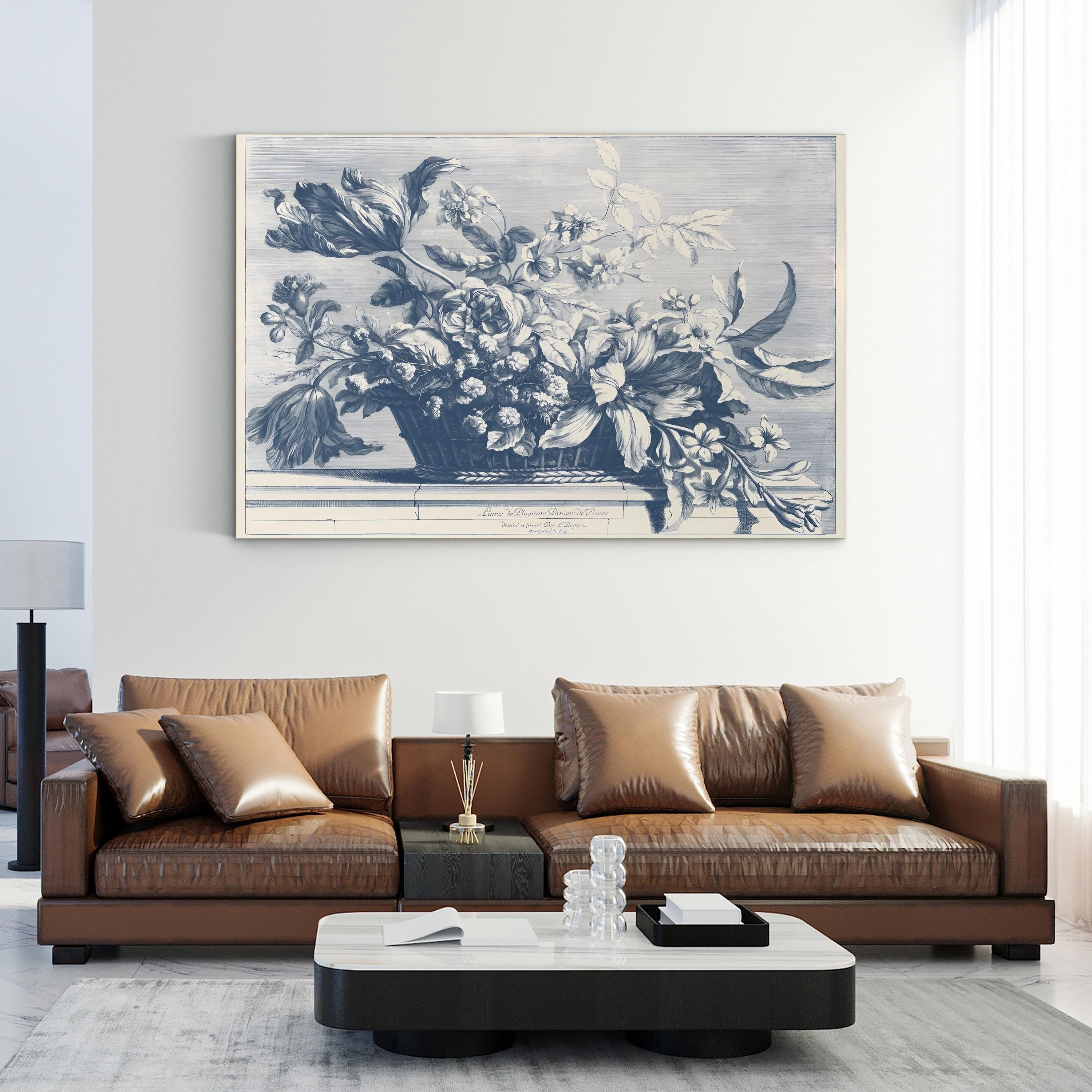 Navy Basket of Flowers I Wall Art by Giovanni Baptiste