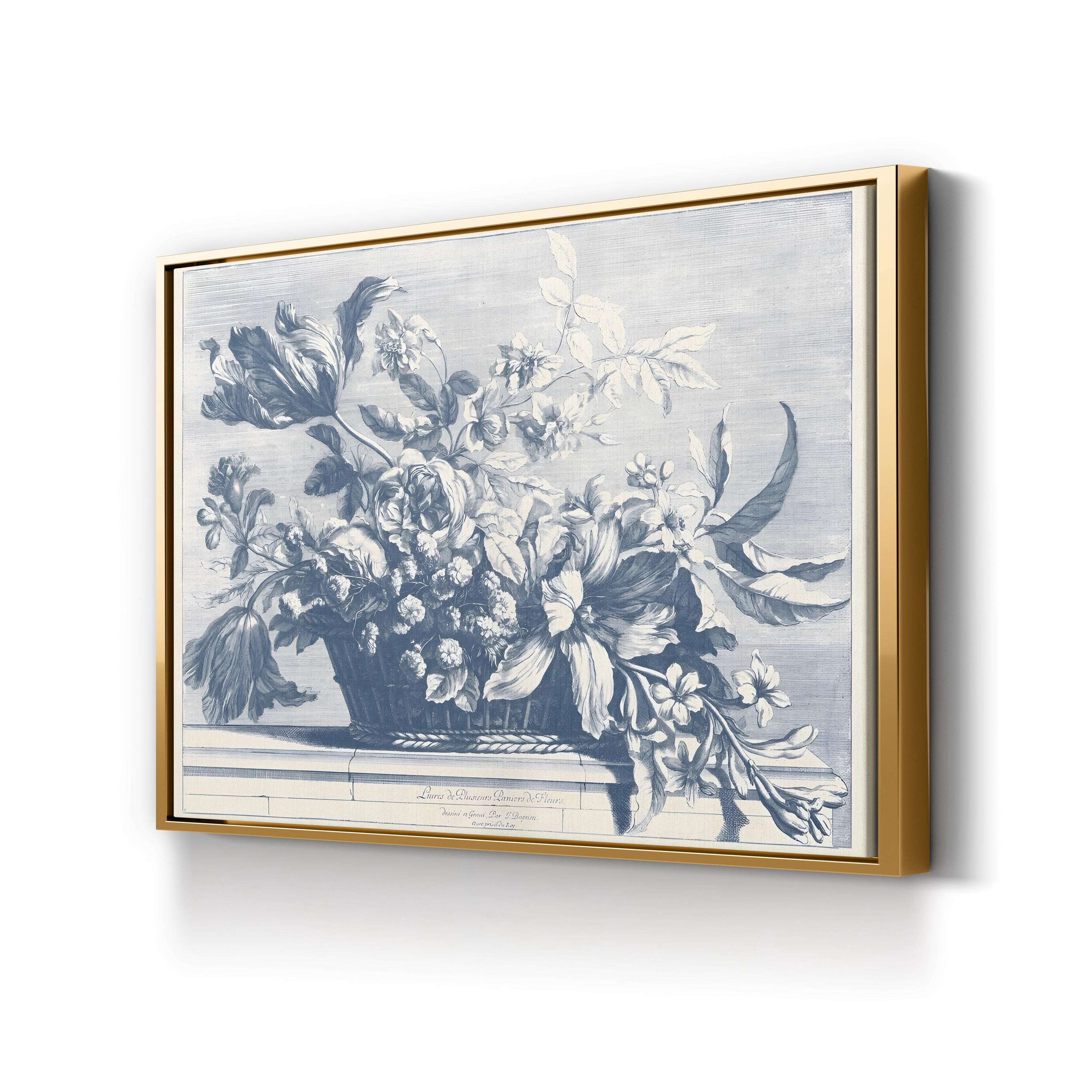 Navy Basket of Flowers I Wall Art by Giovanni Baptiste