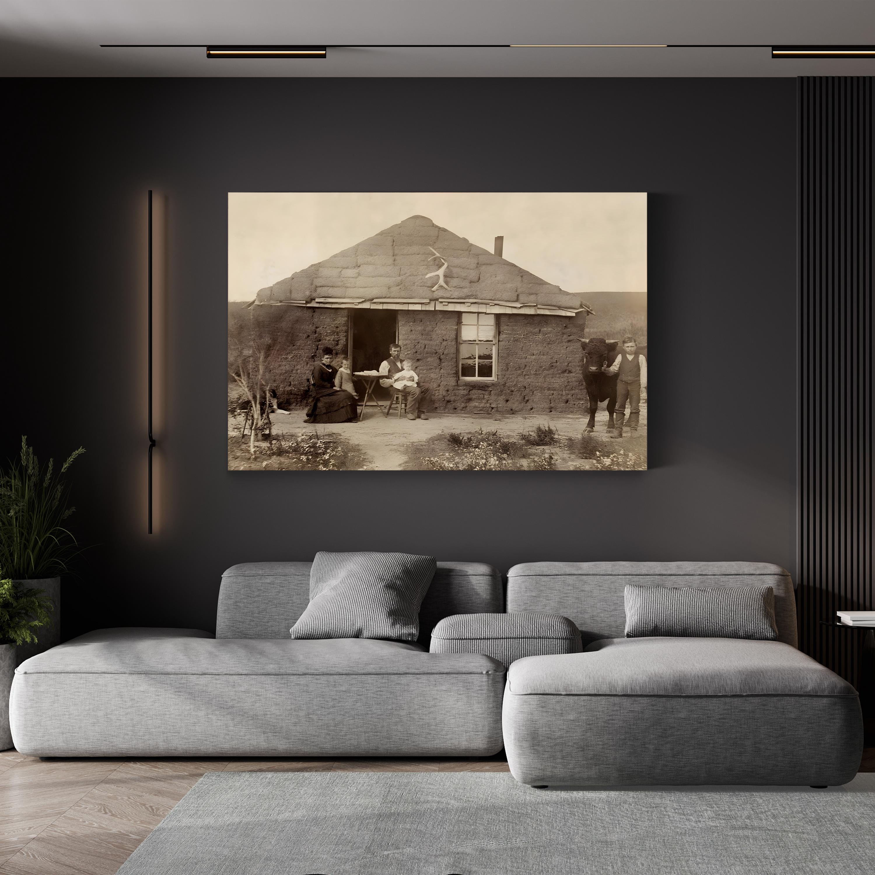 Nebraska Pioneer Family, 1886 – Vintage Photography Wall Art | Frontier Canvas Print
