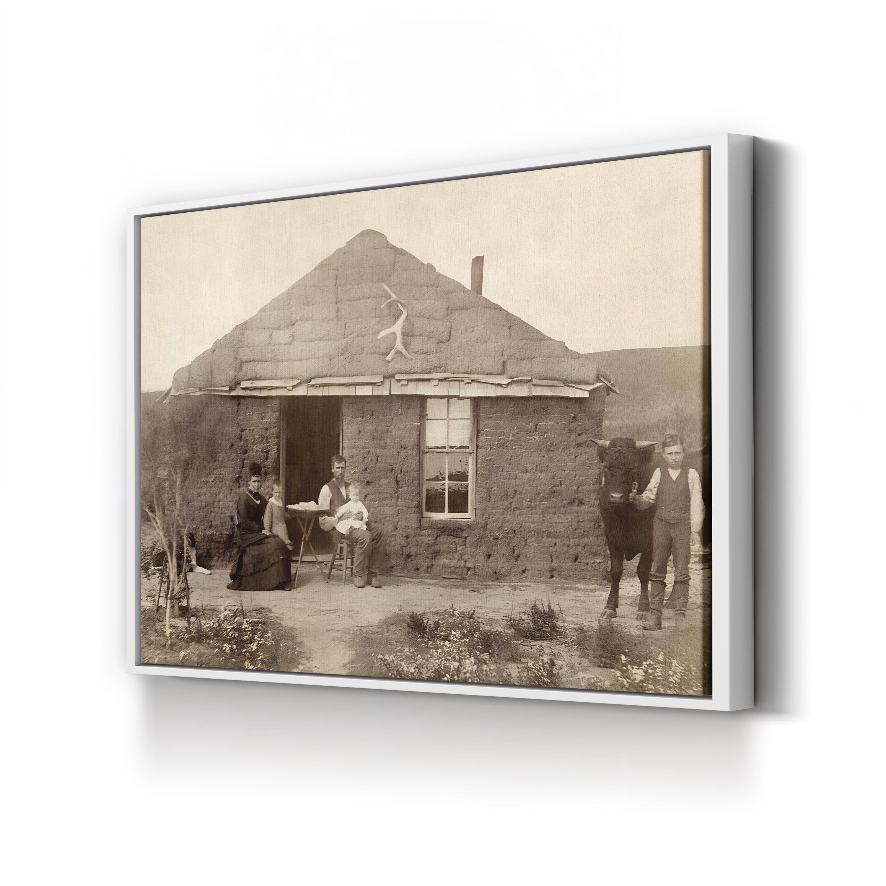 Nebraska Pioneer Family, 1886 – Vintage Photography Wall Art | Frontier Canvas Print