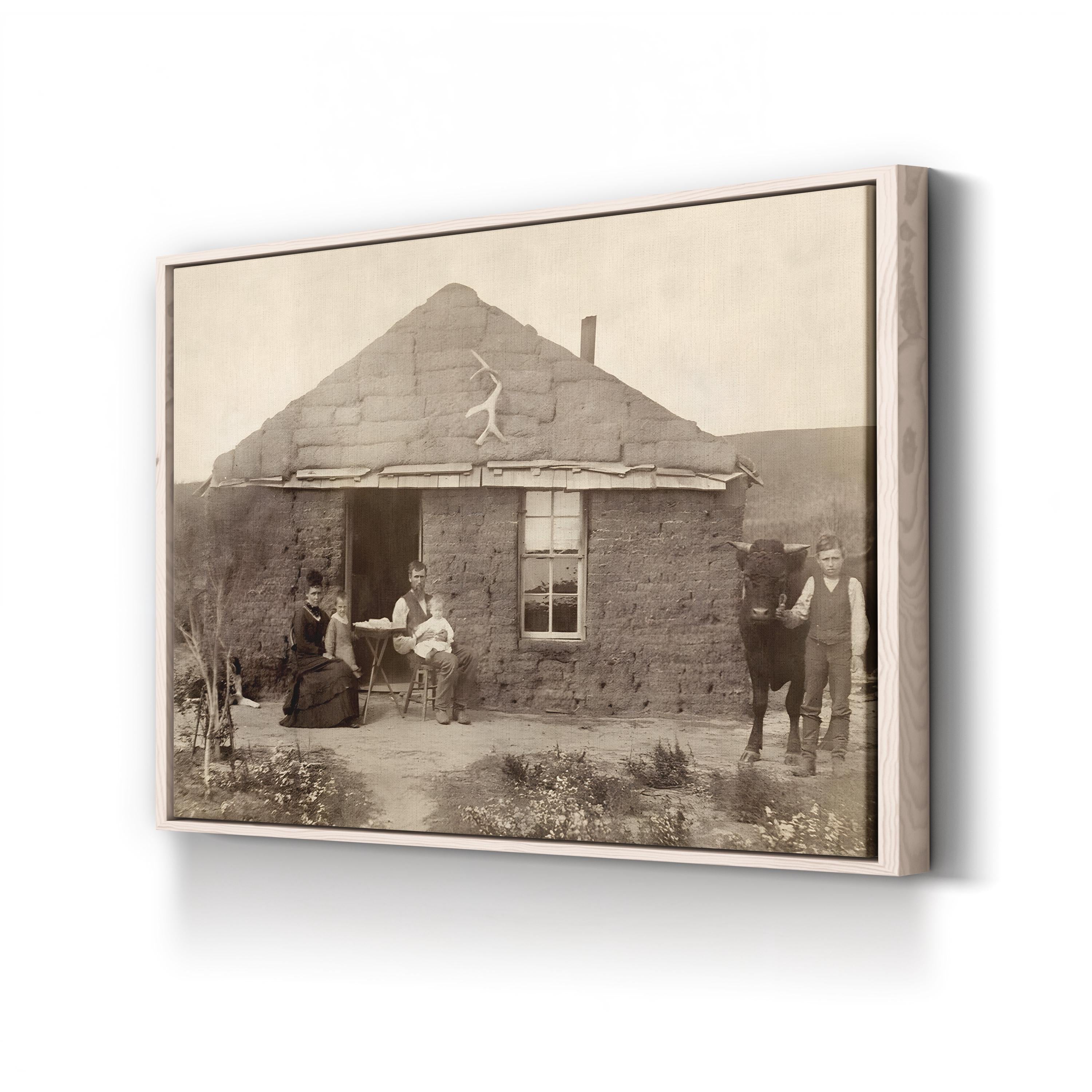 Nebraska Pioneer Family, 1886 – Vintage Photography Wall Art | Frontier Canvas Print
