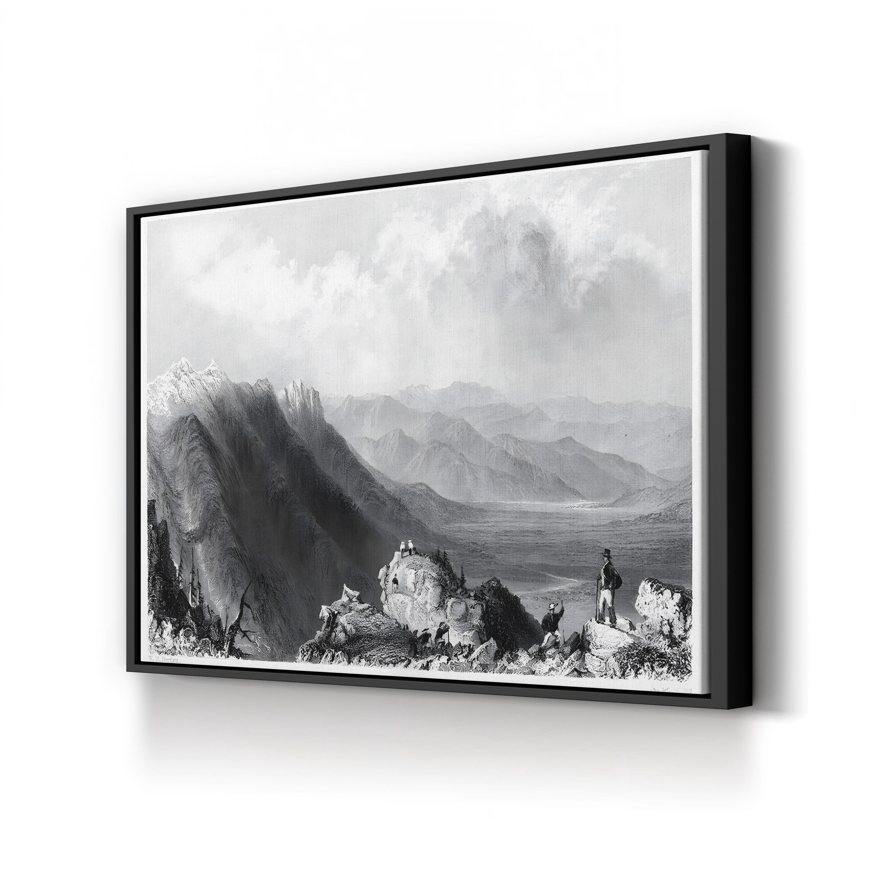 New Hampshire Mountains, 1839 – Period Illustration Wall Art | Black & White Canvas Print