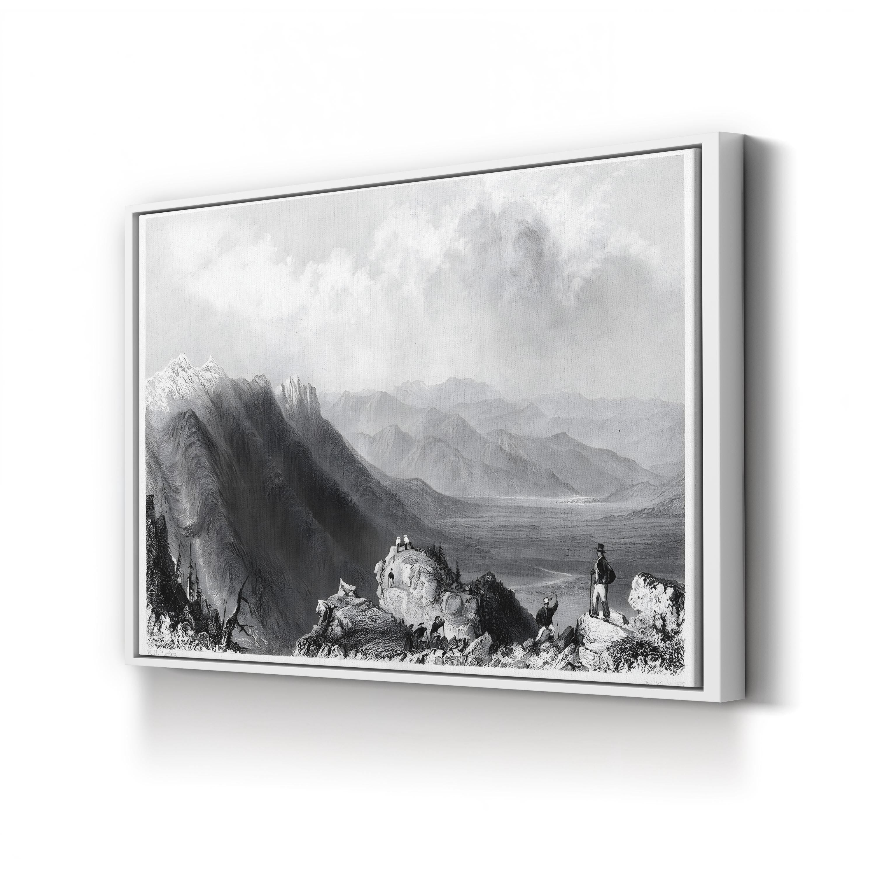 New Hampshire Mountains, 1839 – Period Illustration Wall Art | Black & White Canvas Print