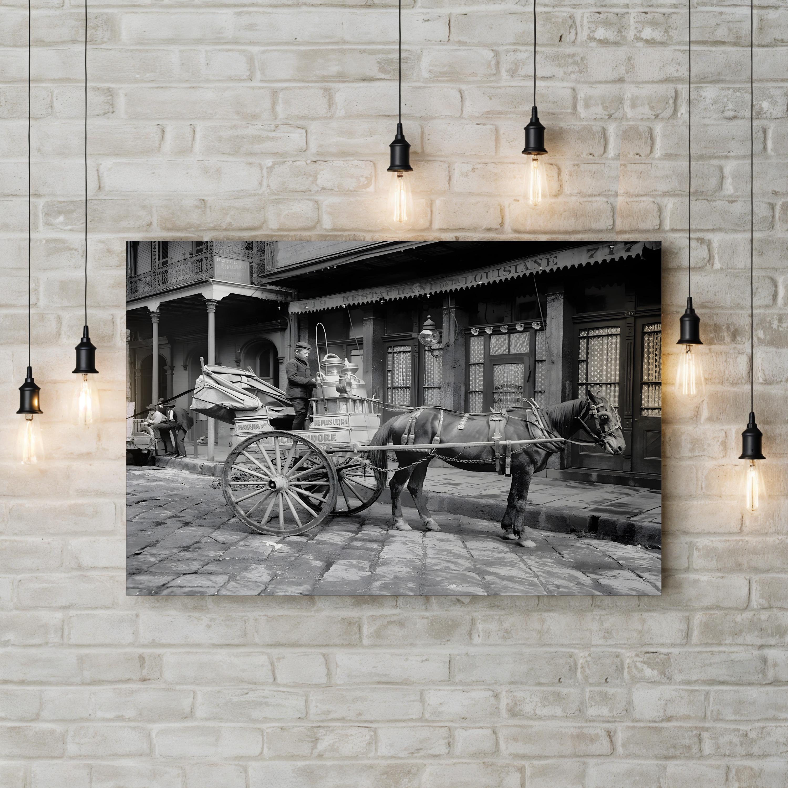 New Orleans Milk Cart, 1903 – Vintage Photography Wall Art | Street Scene Canvas Print