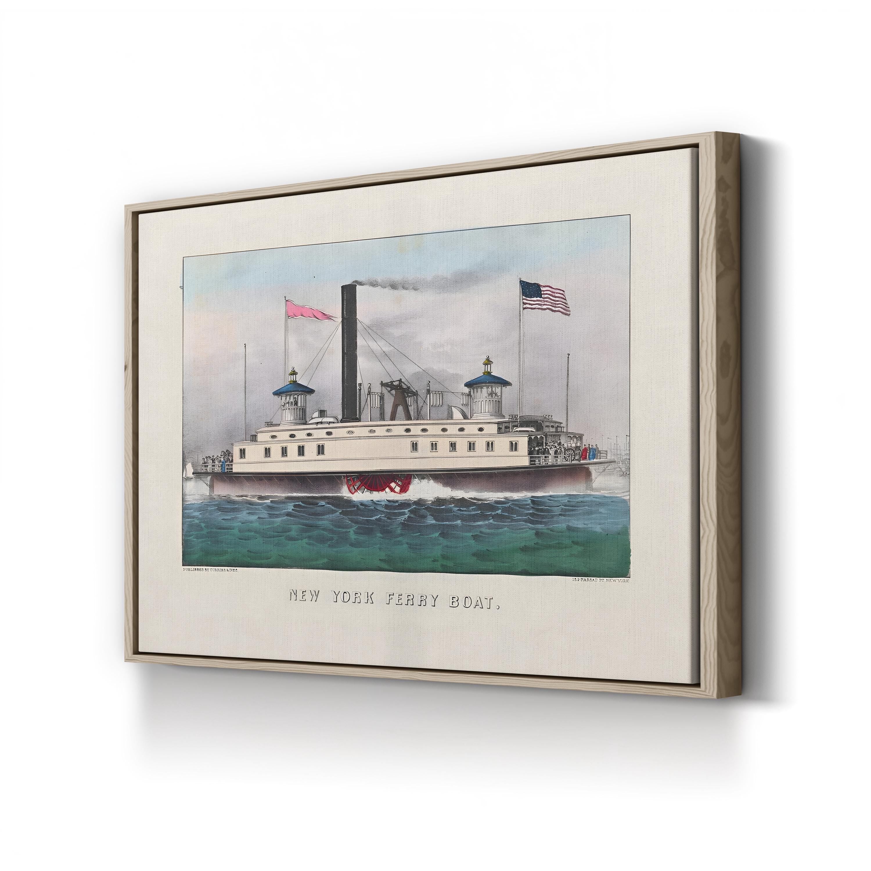 New York Ferry Boat – Currier & Ives Wall Art | 19th-Century Maritime Canvas Print