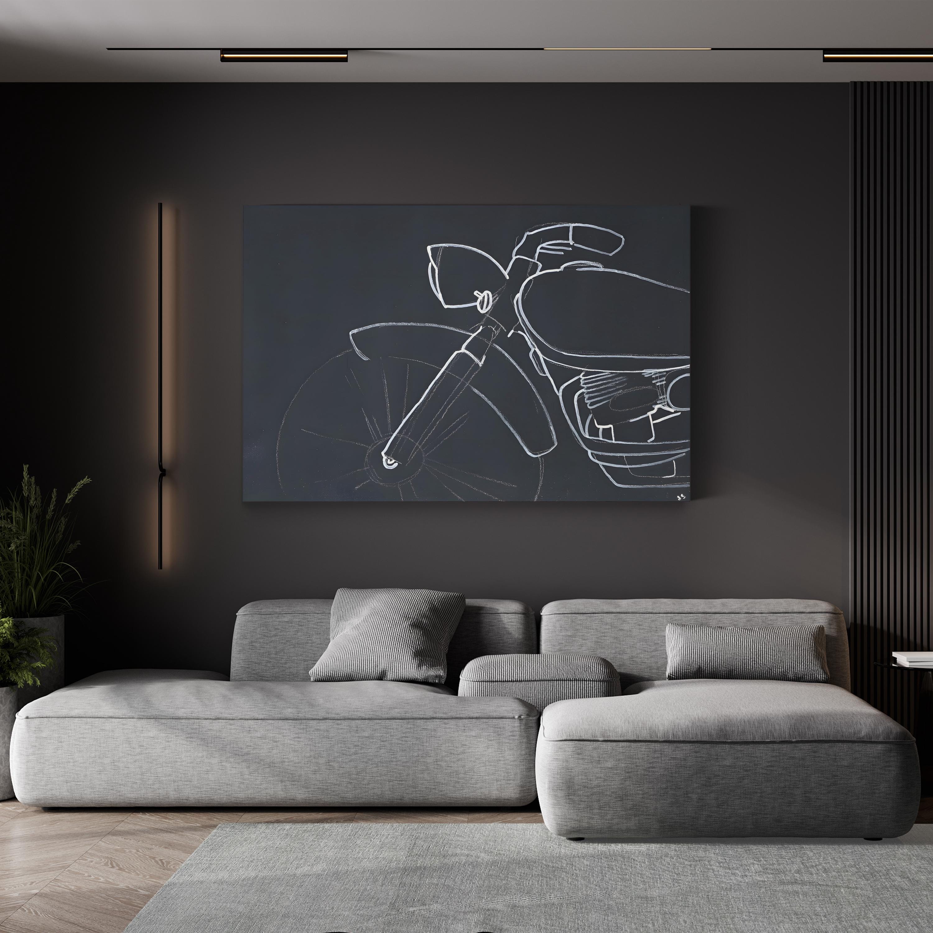 Odds and Ends V Motorcycle Line Art – Joshua Schicker Wall Art | Minimalist Canvas Print