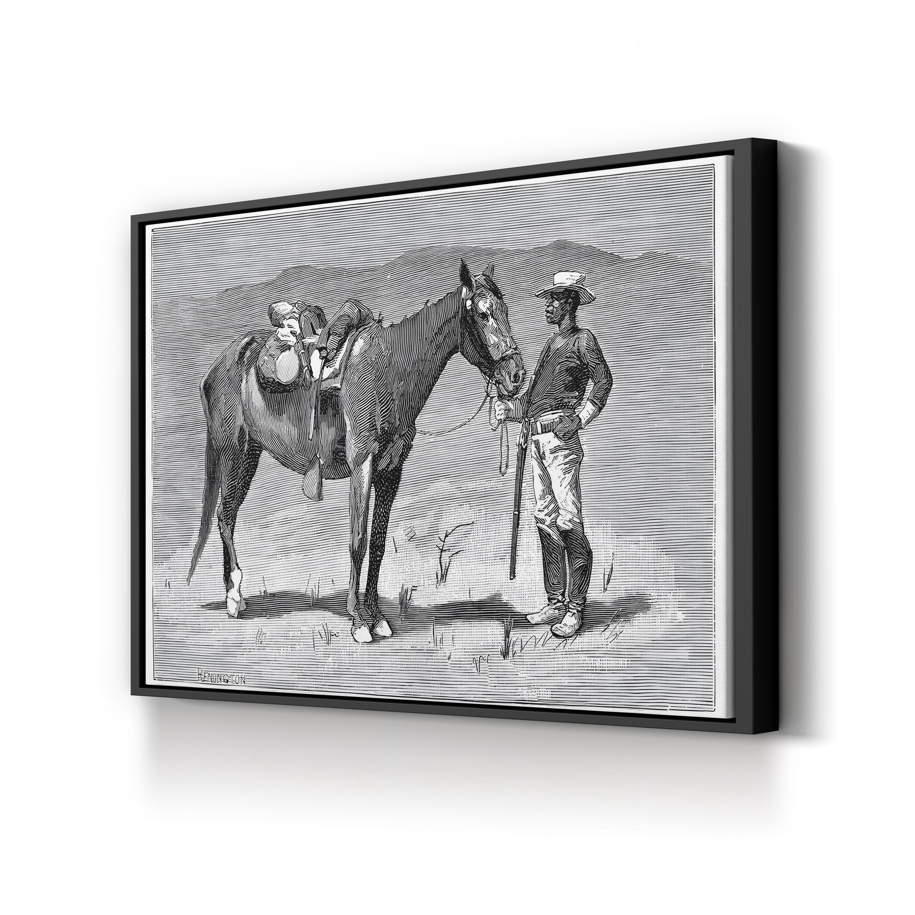 10th Cavalry Regiment, 1888 – Period Illustration Wall Art | Black & White Military Canvas Print
