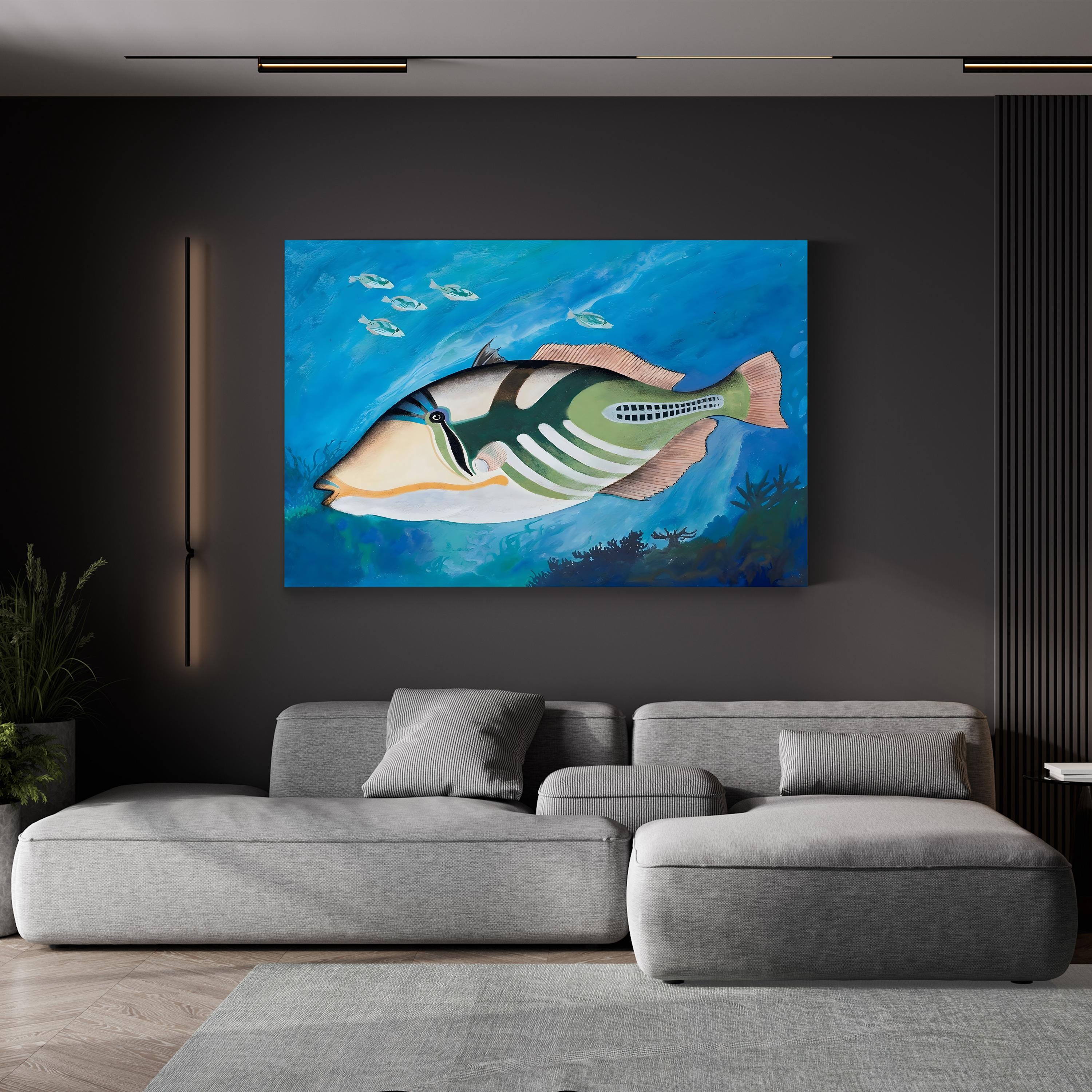 Picasso Triggerfish Wall Art – Colorful Marine Life Canvas (English School)