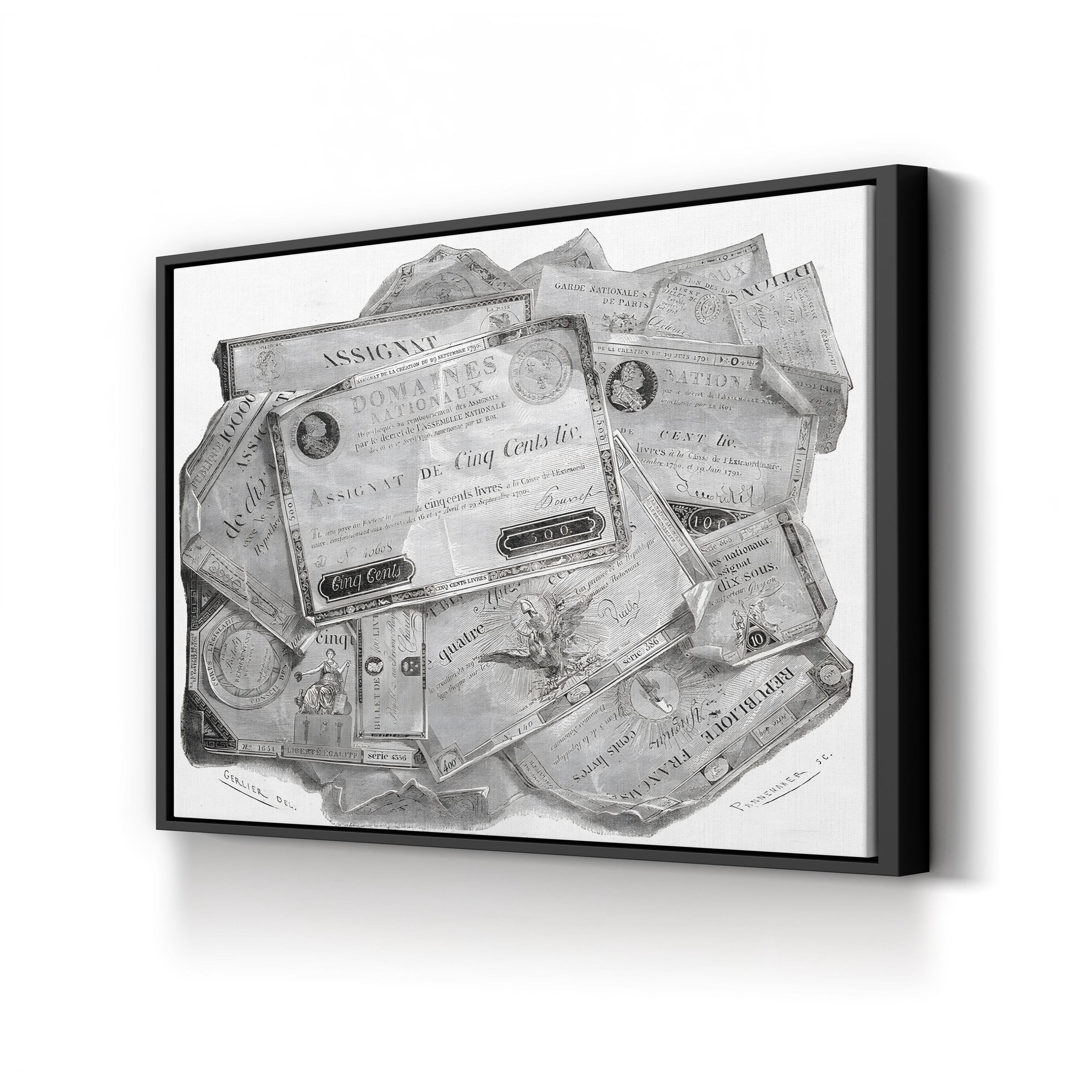 Planche d’Assignats Wall Art – French Revolution Interest-Bearing Bonds Vintage Canvas Print