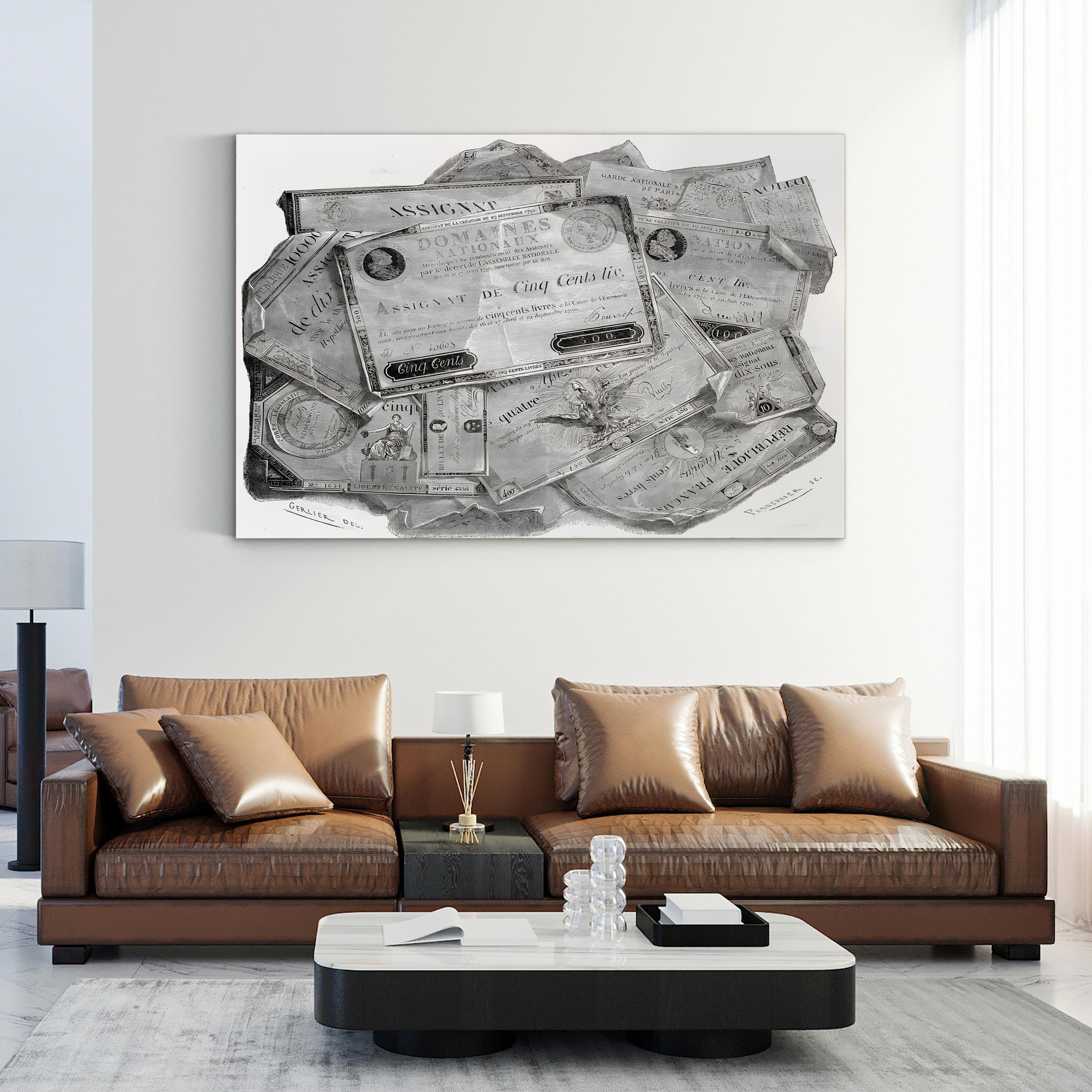 Planche d’Assignats Wall Art – French Revolution Interest-Bearing Bonds Vintage Canvas Print