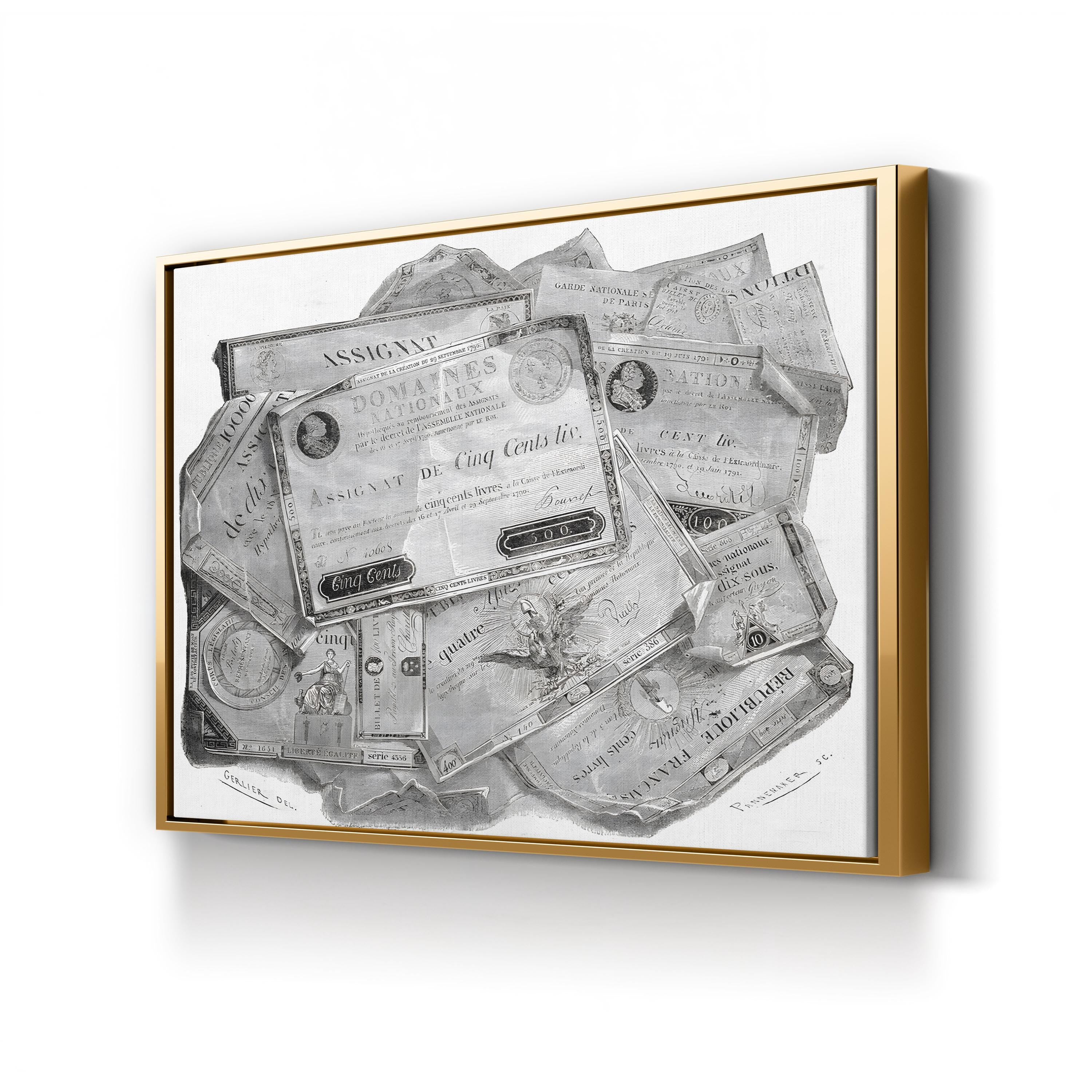 Planche d’Assignats Wall Art – French Revolution Interest-Bearing Bonds Vintage Canvas Print