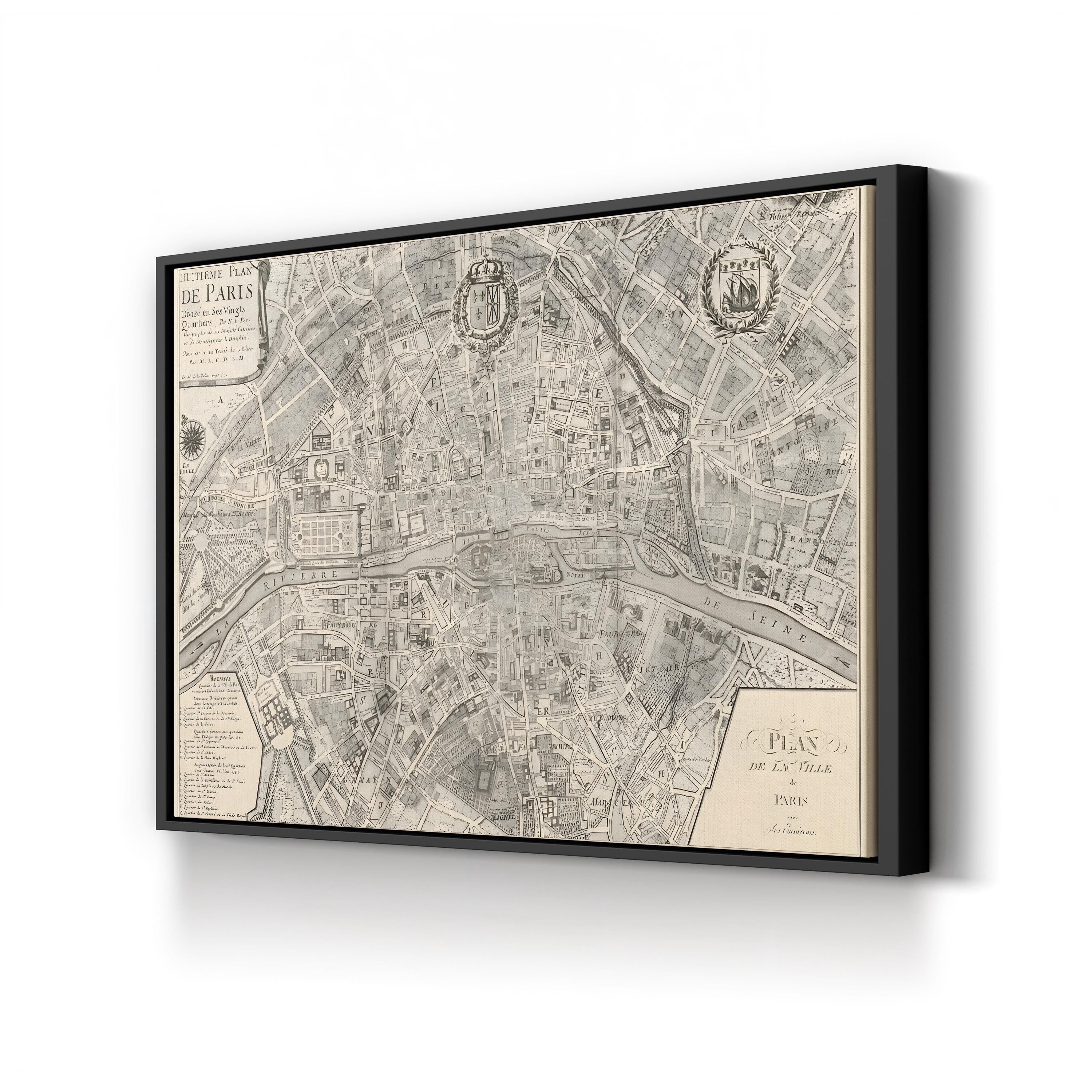 Plan de la Ville de Paris, 1715 – Vintage Paris City Map Wall Art by Nicolas De Fer