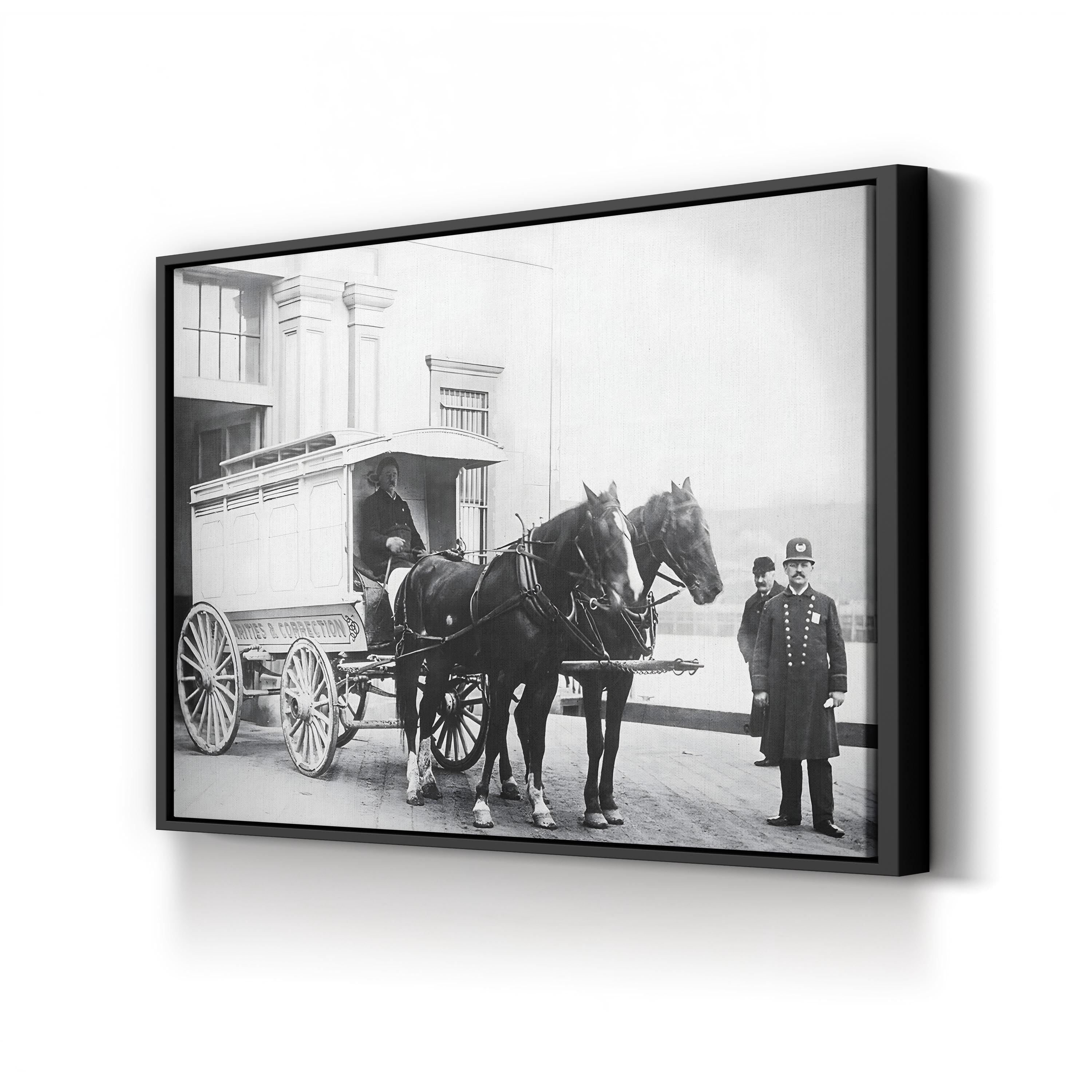 Horse-Drawn Police Wagon, 1900 – Vintage Photography Wall Art | Street Scene Canvas Print
