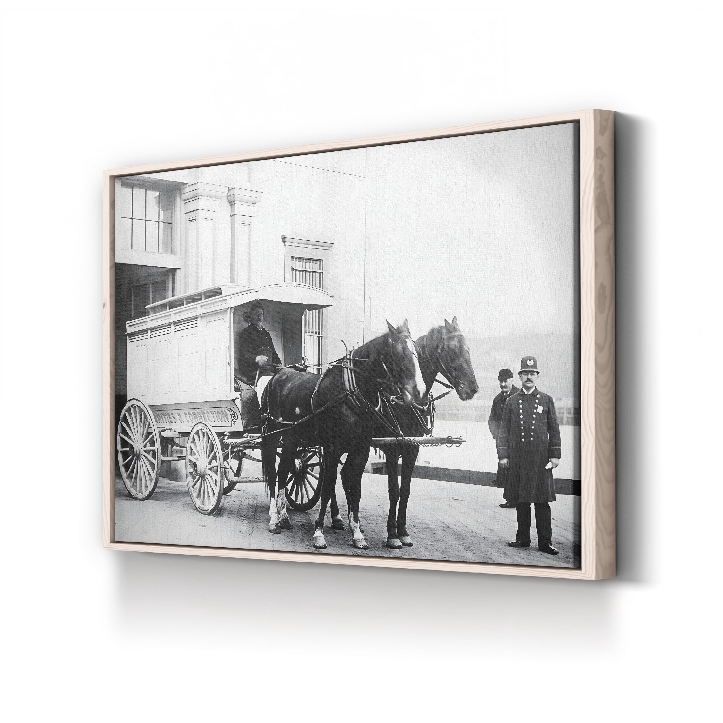 Horse-Drawn Police Wagon, 1900 – Vintage Photography Wall Art | Street Scene Canvas Print