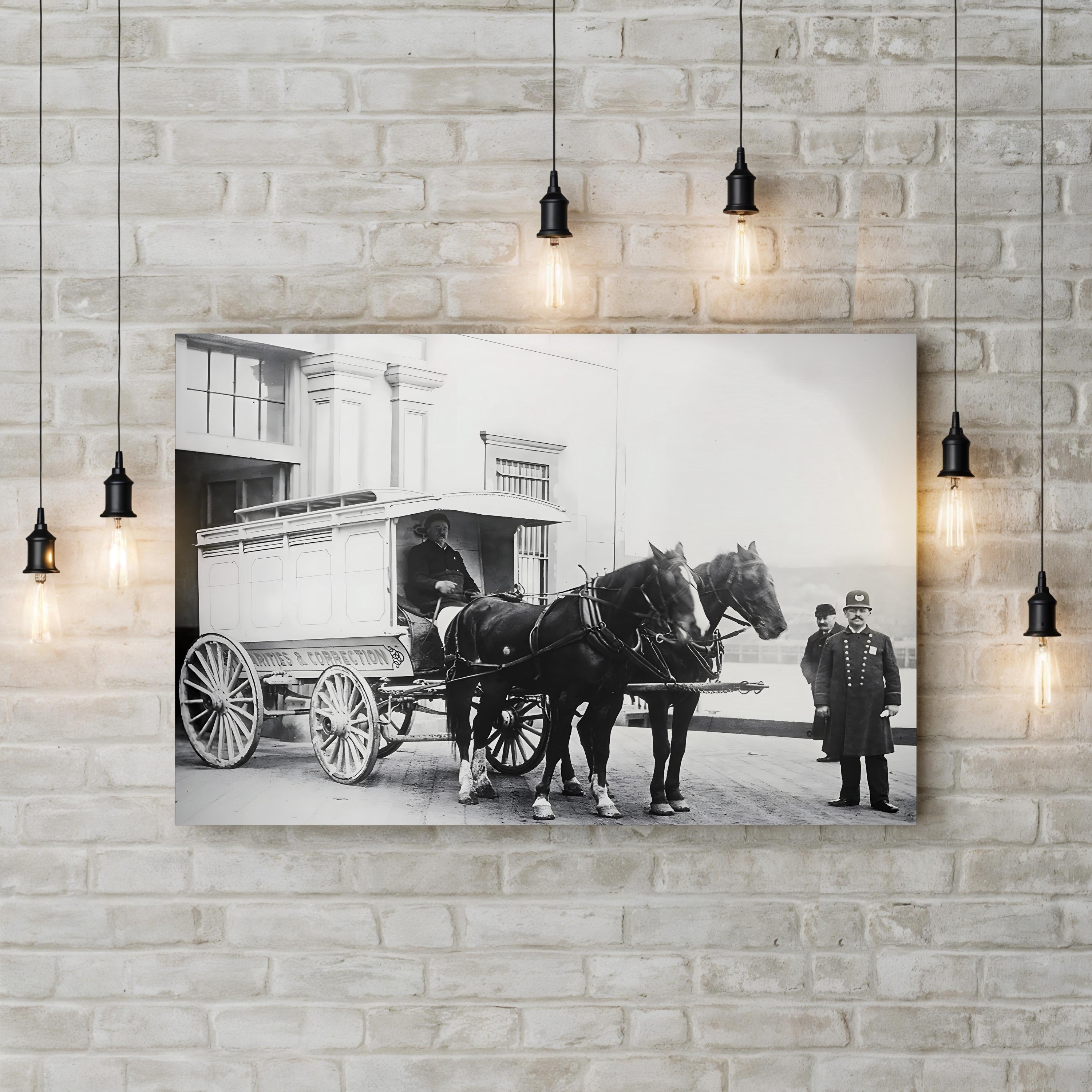 Horse-Drawn Police Wagon, 1900 – Vintage Photography Wall Art | Street Scene Canvas Print