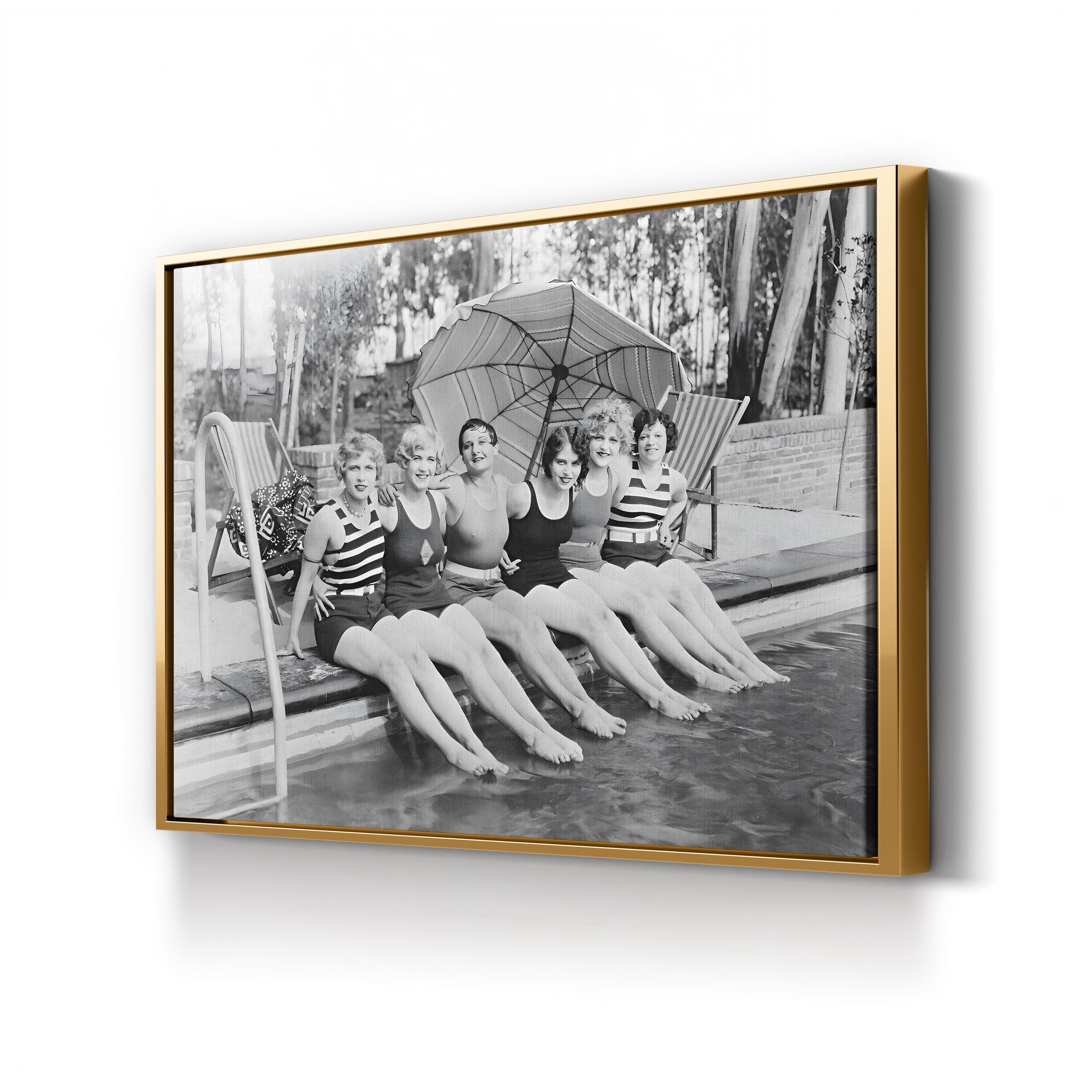 Vintage Poolside, Black & White – Vintage Photography Wall Art | Retro Canvas Print