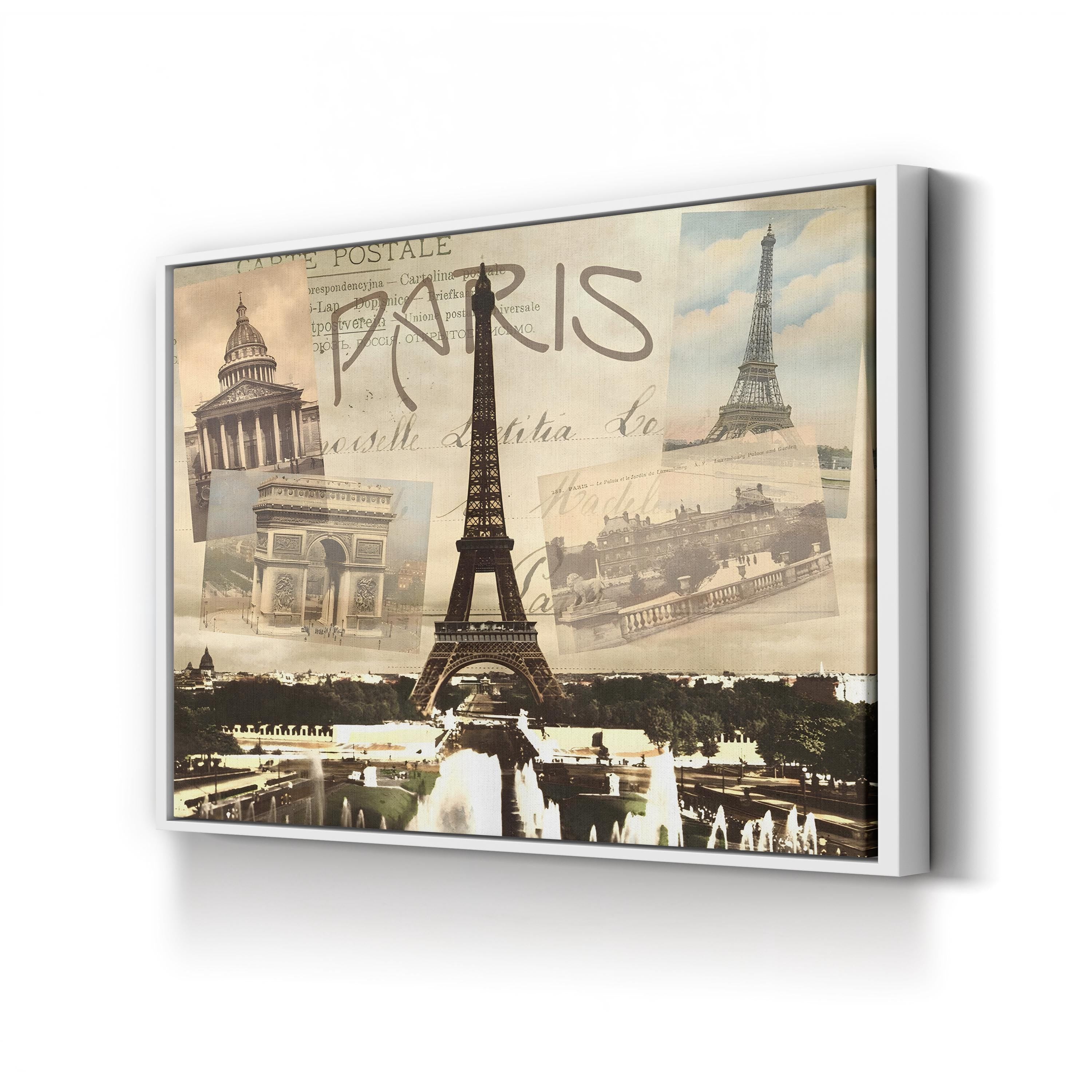 Paris Landmarks in Sepia – Period Illustration Wall Art | Eiffel Tower Canvas Print